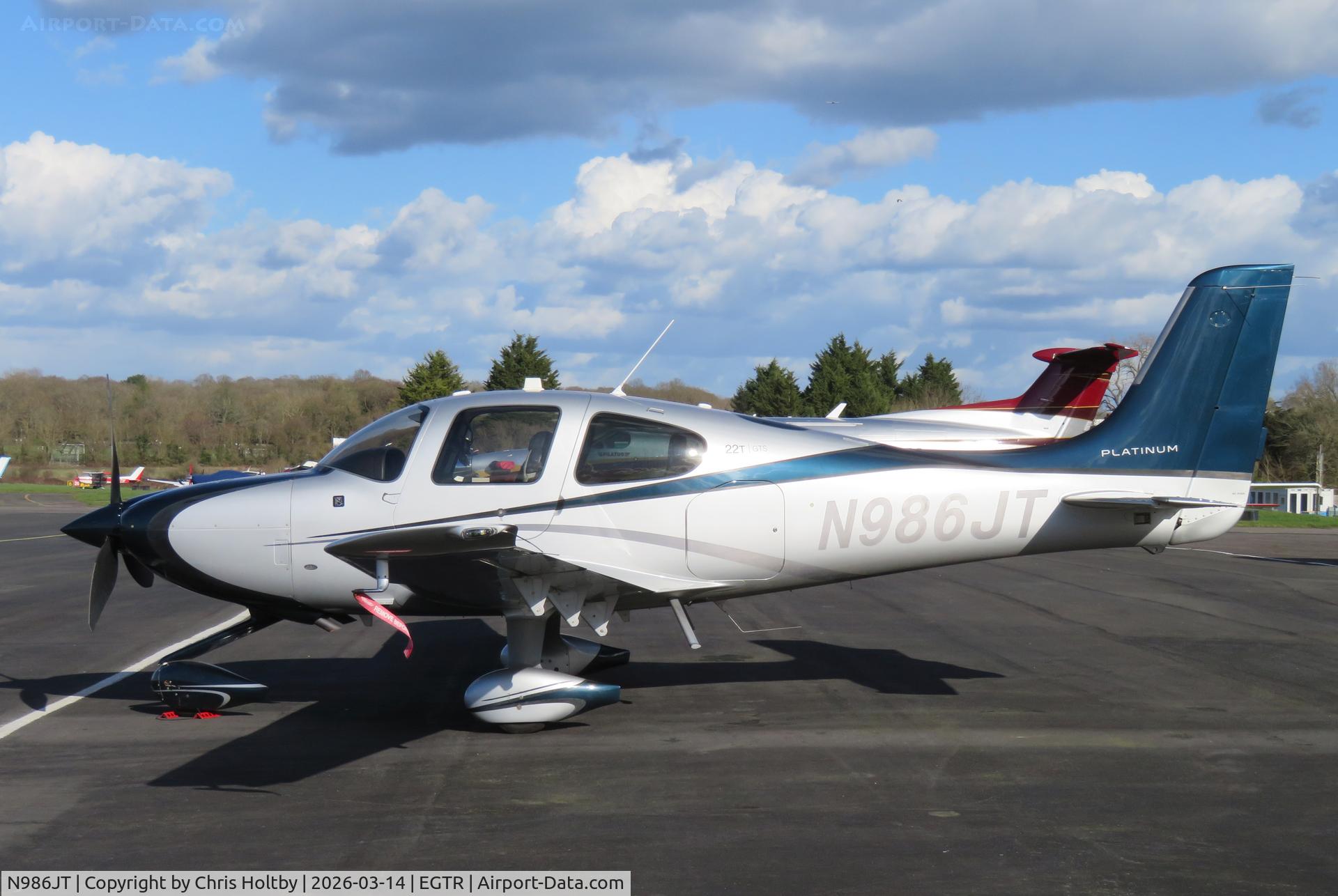 N986JT, 2014 Cirrus SR-22T GTS Platinum C/N 0937, At Elstree (EGTR)