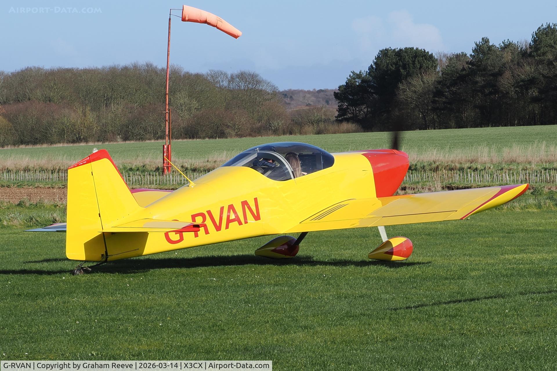 G-RVAN, 1998 Vans RV-6 C/N PFA 181-12657, Departing from Northrepps.