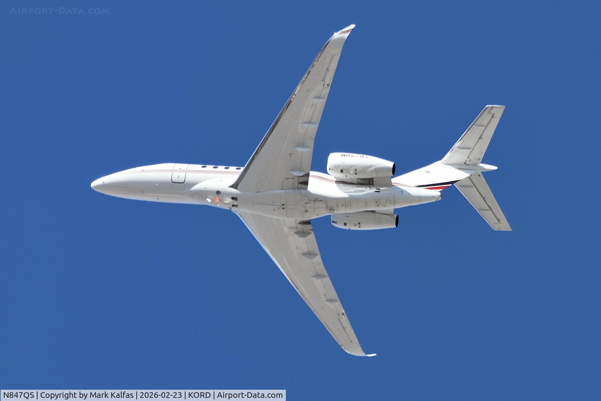 N847QS, 2023 Textron Aviation Inc (Cessna) 700 Citation Longitude C/N 700-0096, C700 NetJets Cessna Citation Longitude N847QS departing 28R KORD