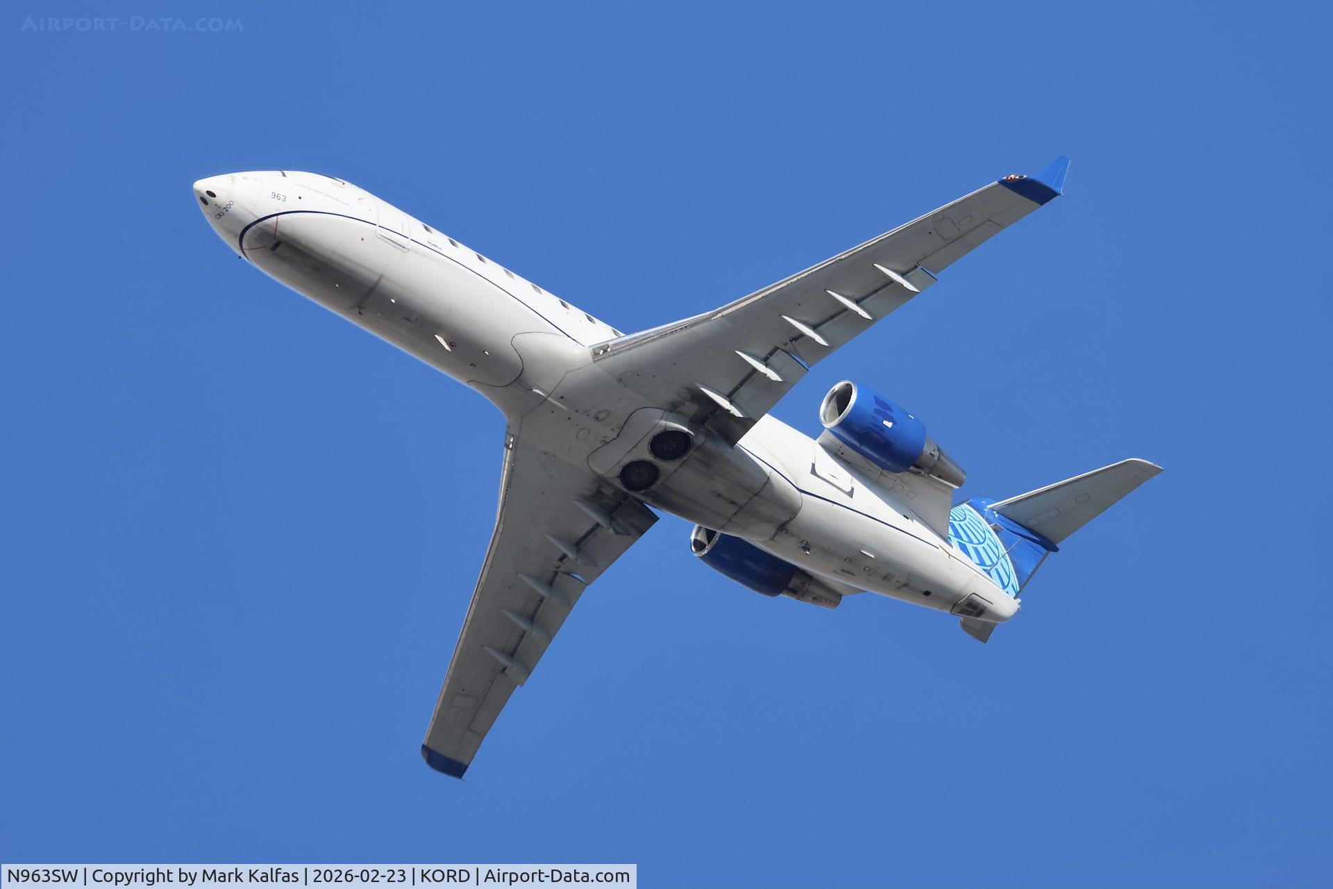 N963SW, 2003 Bombardier CRJ-200LR (CL-600-2B19) C/N 7865, CRJ2 SkyWest / United Express CRJ-200LR (CL-600-2B19) N963SW departing 28R KORD