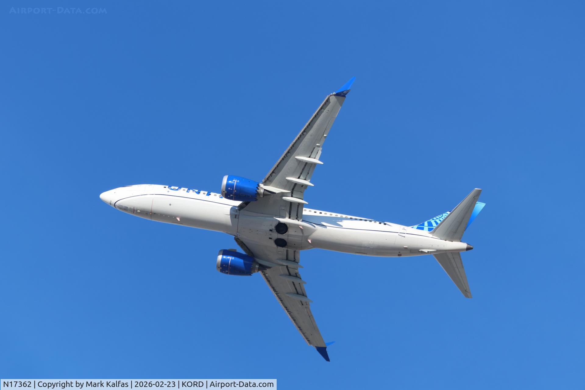 N17362, 2024 Boeing 737 MAX 8 C/N 68808, B38M United Boeing 737 MAX 8 N17362 Departing 28R KORD