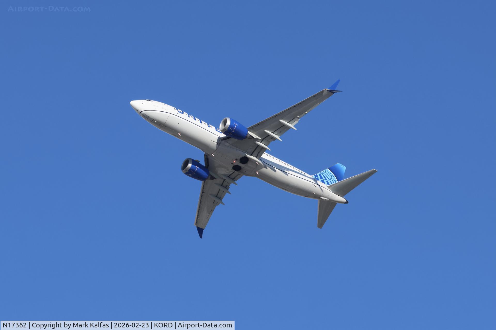 N17362, 2024 Boeing 737 MAX 8 C/N 68808, B38M United Boeing 737 MAX 8 N17362 Departing 28R KORD