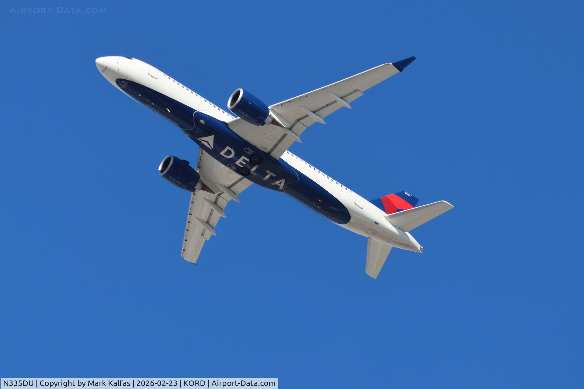 N335DU, 2025 Airbus 220-371 C/N 55377, BCS3 Delta Airbus A220-300 N335DU departing 28R KORD