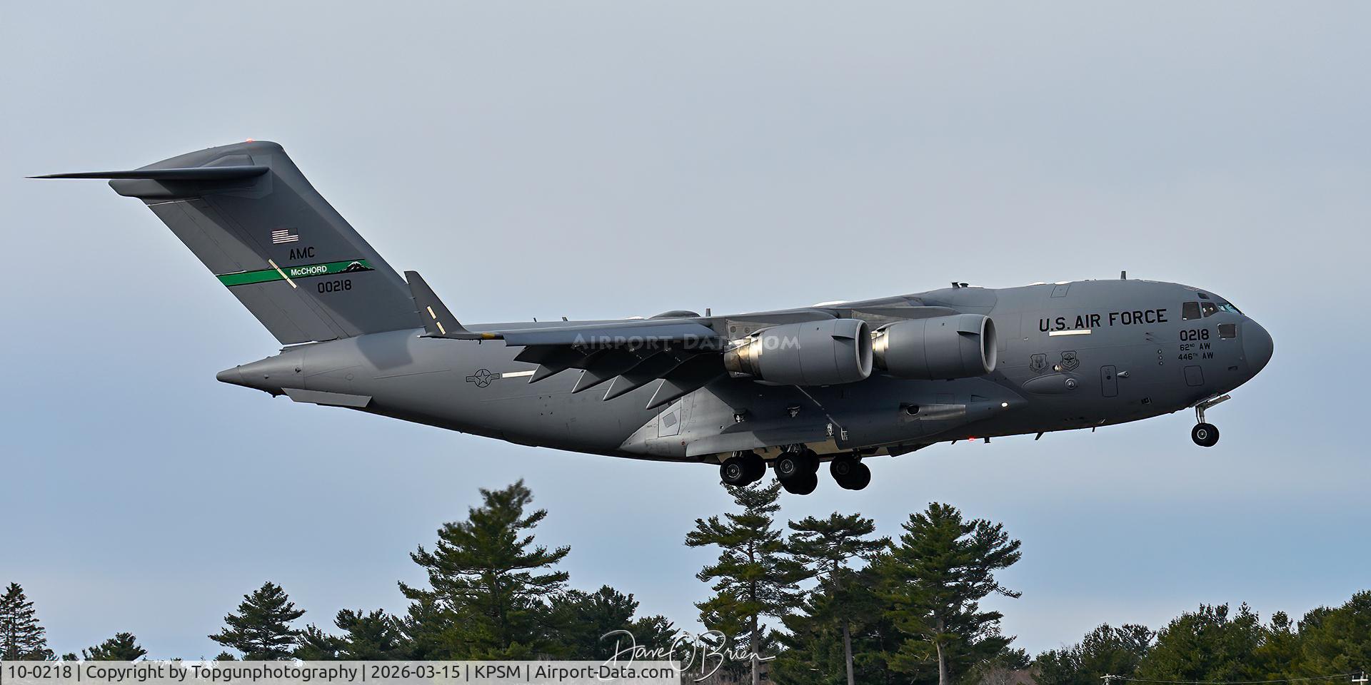 10-0218, 2012 Boeing C-17A Globemaster III C/N P-218/F249, 62nd AW	JB Lewis–McChord, WA