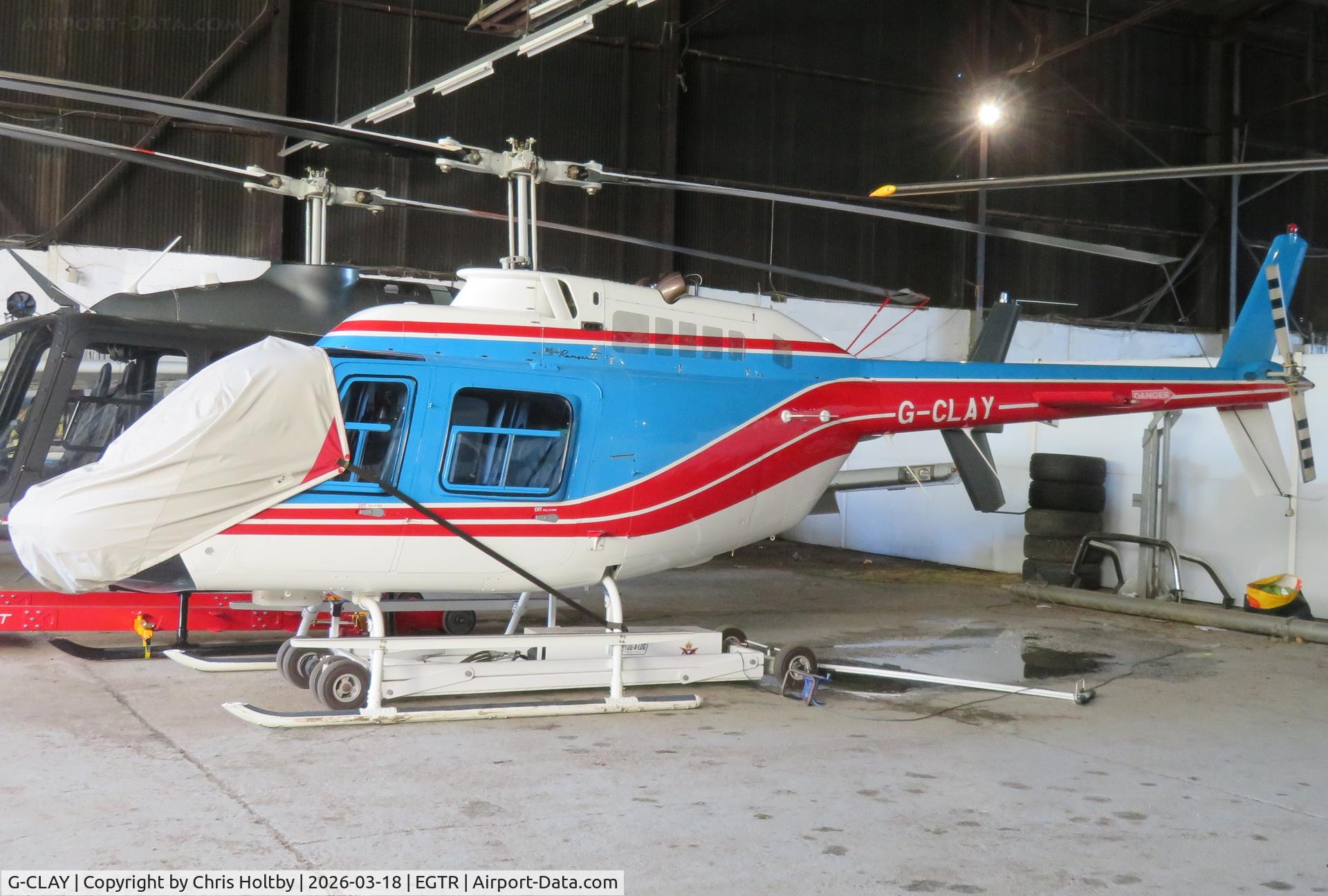 G-CLAY, 1996 Bell 206B JetRanger III C/N 4409, In the maintenance hangar at Elstree