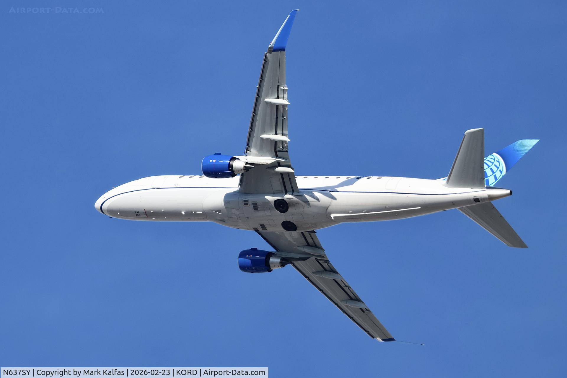 N637SY, 2025 Embraer 175ll C/N 1018, E75L SkyWest / United Express Embraer 175ll N637SY departing 28R KORD