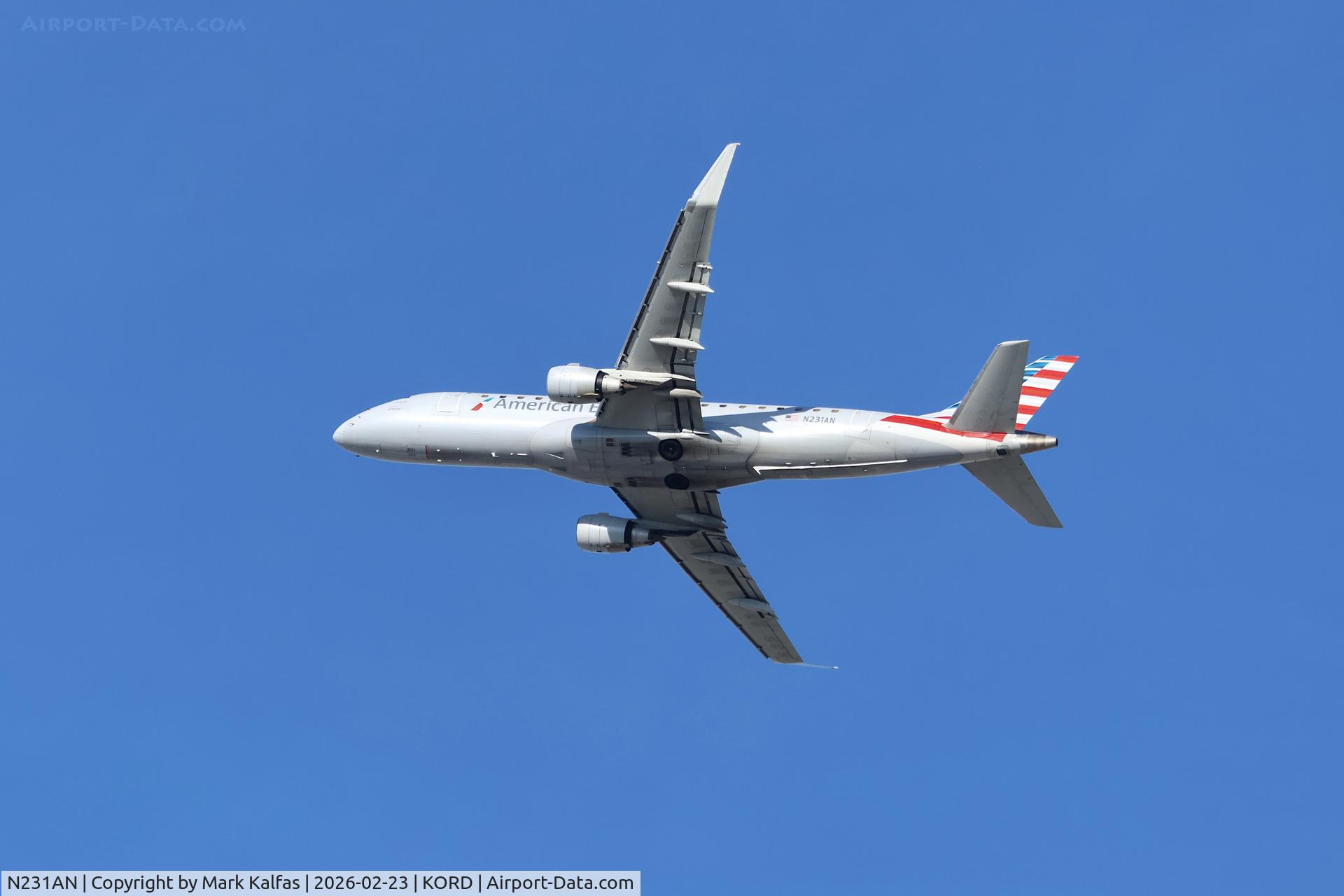 N231AN, 2016 Embraer 175LR (ERJ-170-200LR) C/N 17000554, E175 Envoy / Amrican Eagle Embraer 175LR , N231AN departing 28R KORD