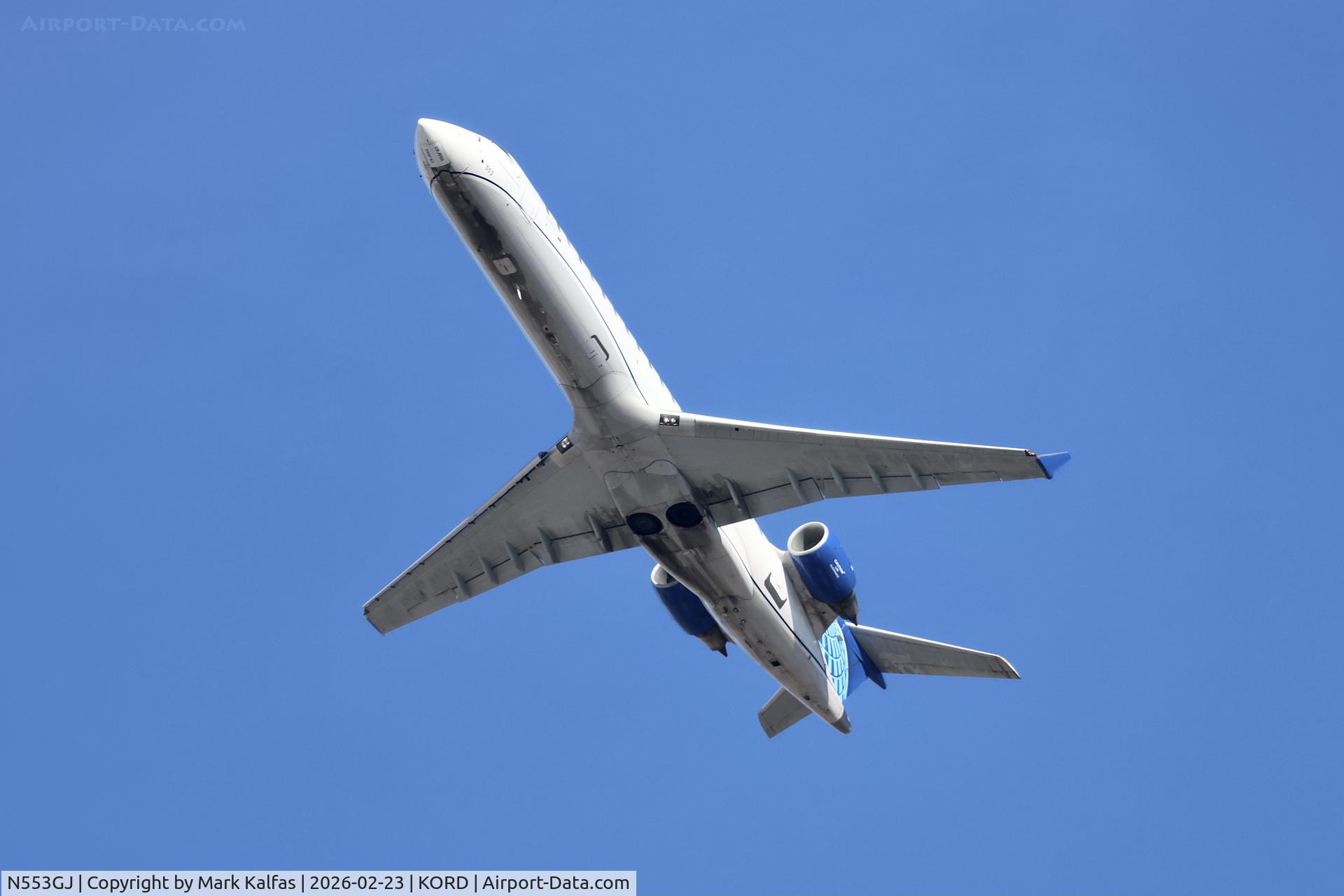 N553GJ, Bombardier CRJ-701ER (CL-600-2C10) Regional Jet C/N 10296, CRJ7 GoJet/United Express Canadair Regional Jet CRJ-550 /CRJ7, N553G departing 28R KORD