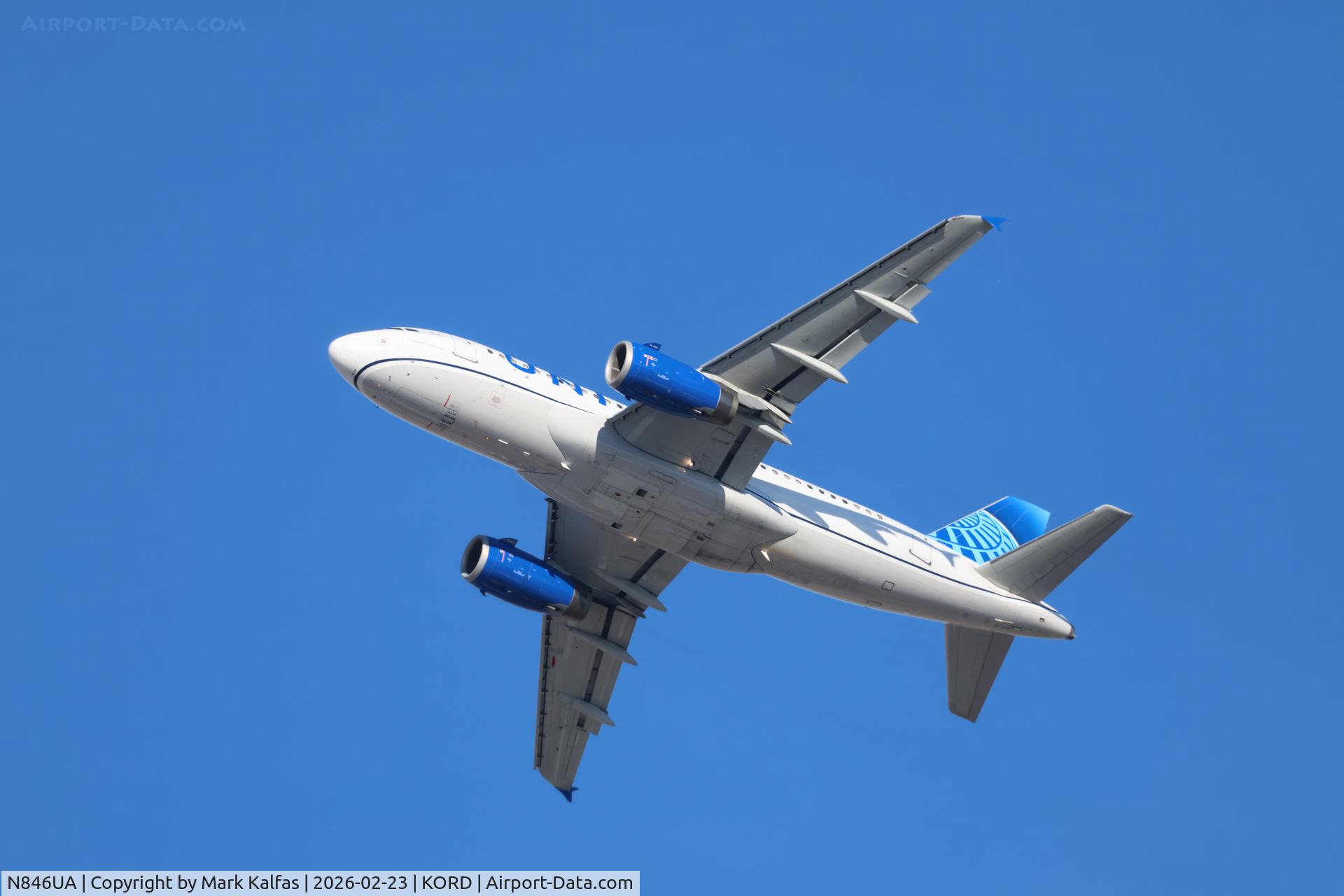 N846UA, 2001 Airbus A319-131 C/N 1600, A319 United Airbus A319-131 N846UA departing 29R KORD