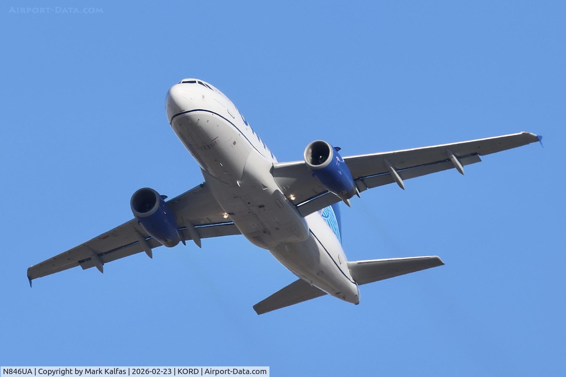 N846UA, 2001 Airbus A319-131 C/N 1600, A319 United Airbus A319-131 N846UA departing 29R KORD