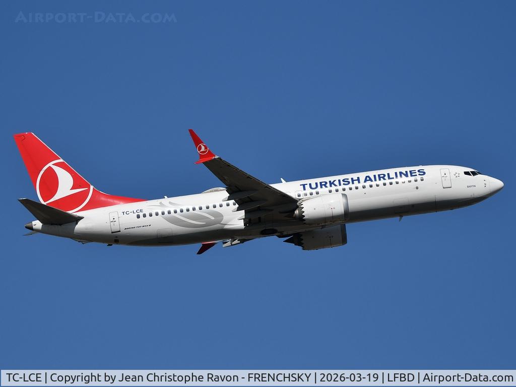TC-LCE, 2018 Boeing 737-8 MAX C/N 60036, Bordeaux (BOD)	Istanbul (IST)	TK1390