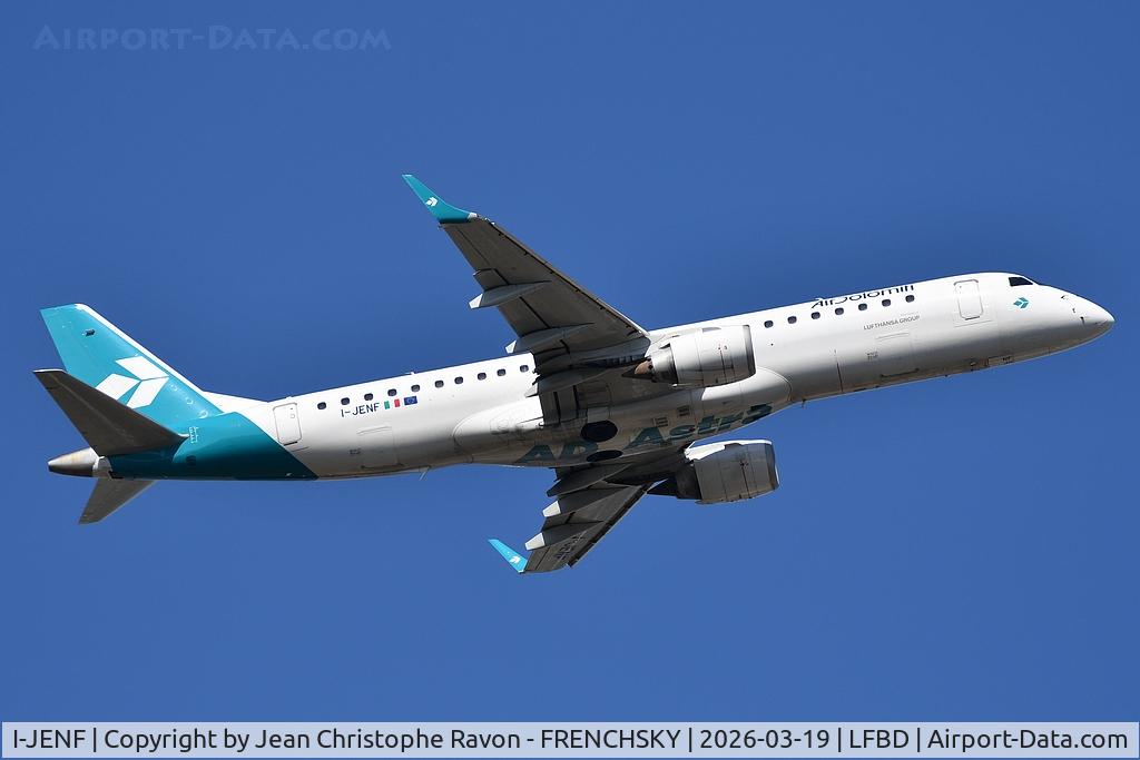 I-JENF, 2010 Embraer ERJ 190 LR C/N 19000337, Bordeaux (BOD)	Frankfurt (FRA)	EN8901