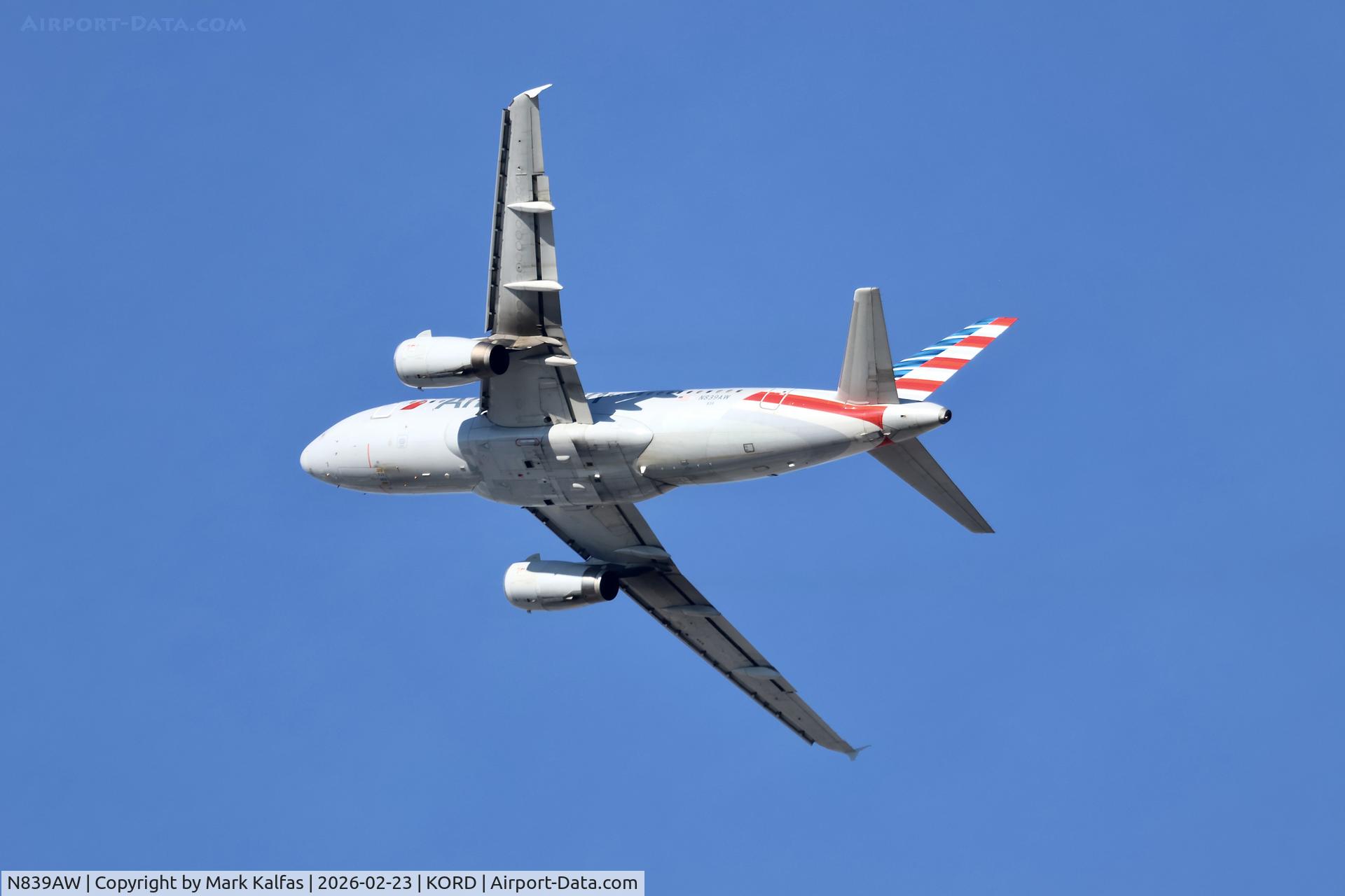 N839AW, 2006 Airbus A319-132 C/N 2669, A319 American Airbus A319-132 N839AW departing 28R KORD