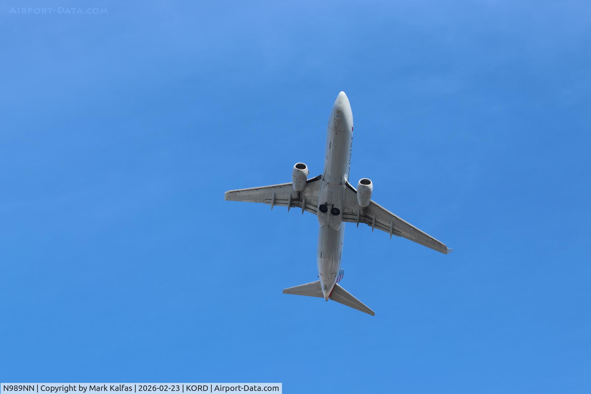 N989NN, 2016 Boeing 737 MAX 8 C/N 33338, B38M American Boeing 737 MAX 8 N989NN departing 28R KORD