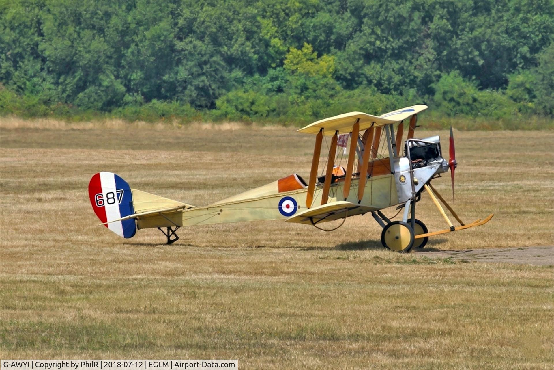 G-AWYI, 1969 Royal Aircraft Factory BE-2c Replica C/N 001, 687 (G-AWYI) 1969 Royal Aircraft Facory Boddington BE2c Replica RFC White Waltham 

