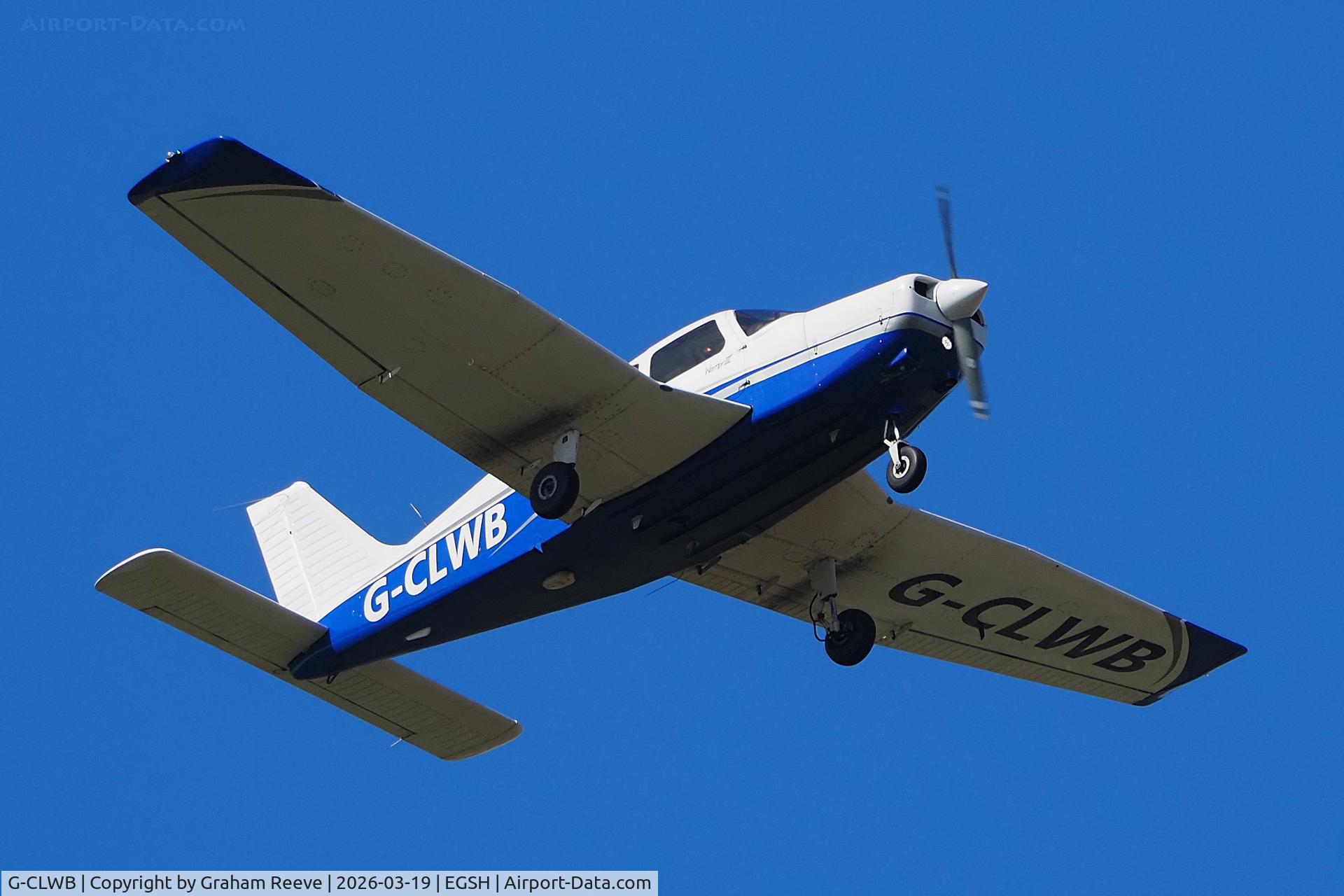G-CLWB, 2010 Piper PA-28-161 Cherokee Warrior III C/N 2842353, Departing from Norwich.