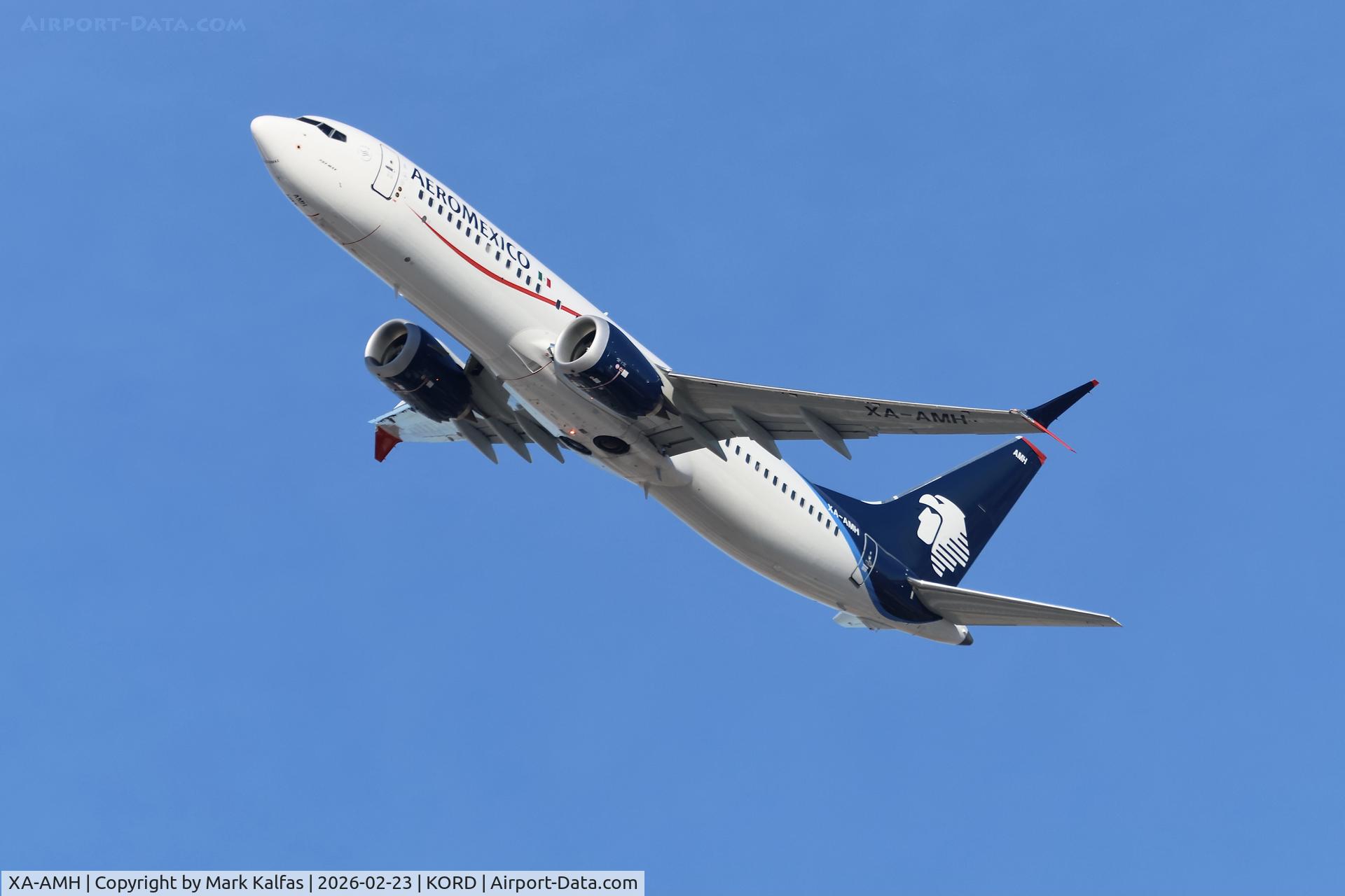 XA-AMH, 2025 Boeing 737 MAX 8 C/N 62959, B38M AeroMexico Boeing 737 MAX 8, XA-AMH departing 28R KORD