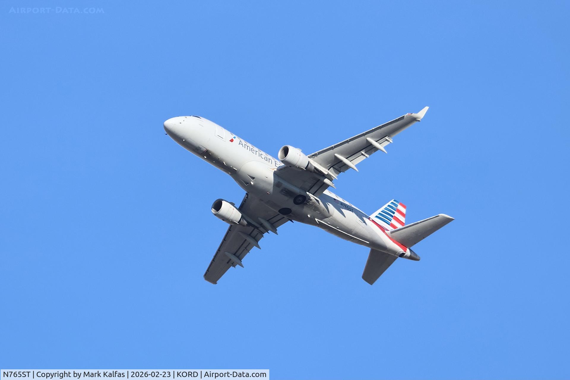 N765ST, 2006 Embraer 170LR ERJ-170-100LR C/N 17000128, E75L Envoy / American Eagle Embraer 175LR N765ST departing 22L KORD