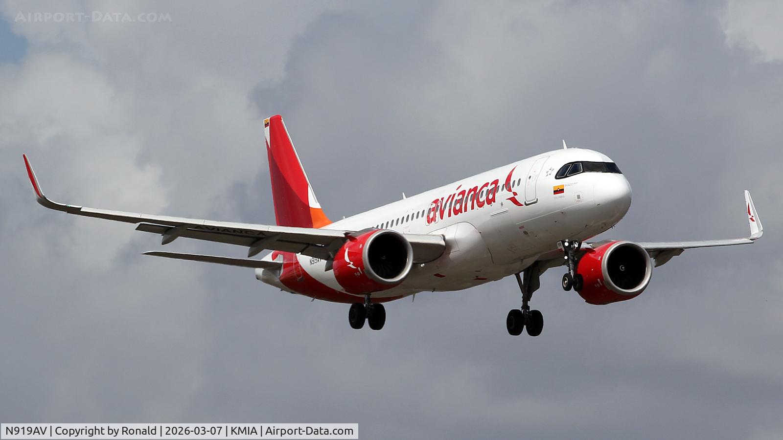N919AV, 2023 Airbus A320-251N C/N 11584, at mia