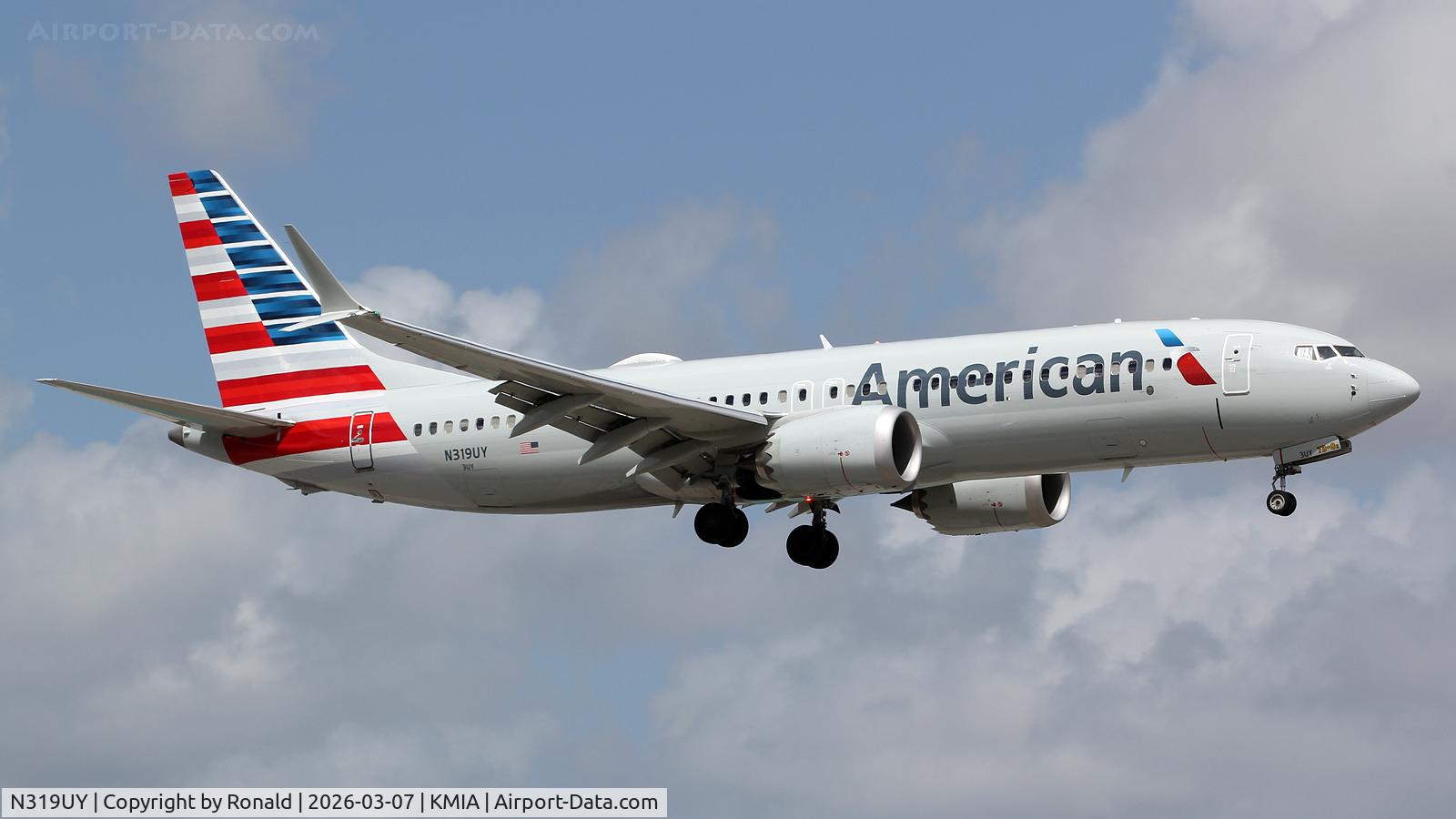 N319UY, 2025 Boeing 737-8 MAX C/N 68110 / 9402, at mia