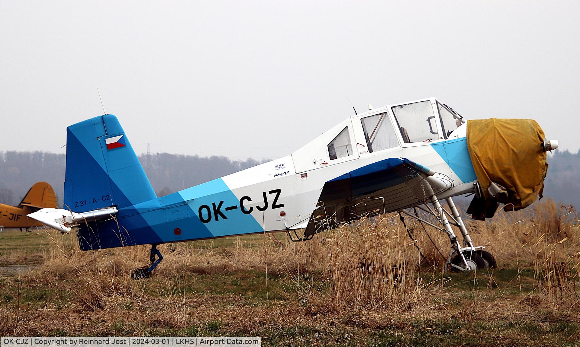 OK-CJZ, Zlin Z-37A-2 Cmelak C/N 15-48, Zlin Z-37AC-2 Cmelak with small Jas-Air titles at Hosin, Czech Republic