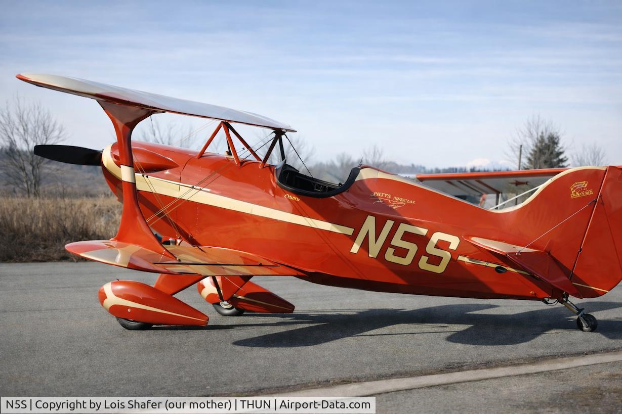 N5S, 1970 Pitts S-1C Special C/N BBC-1, My Dad, Chuck Shafer, built this plane, Pitts Special, in our garage and then flew it in airshows. At 180hp t was a handful but Dad owned a SWIFT and knew how to handle the power. N5S stood for N-Five-Shafer's after our family.