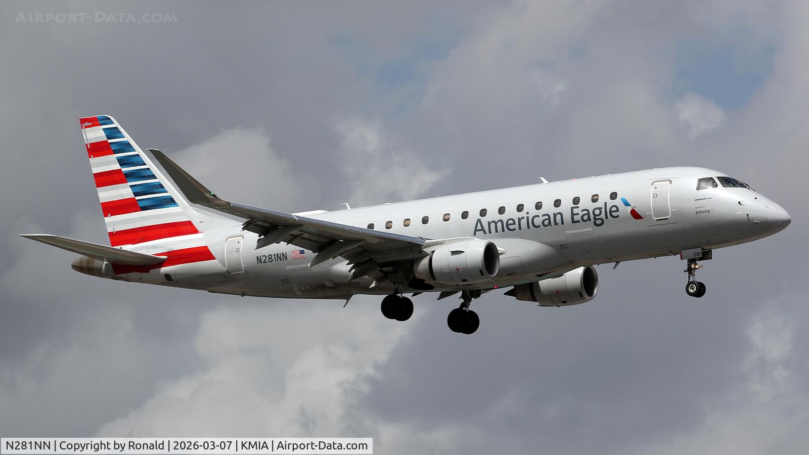 N281NN, 2019 Embraer 175LR (ERJ-170-200LR) C/N 1700081, at mia