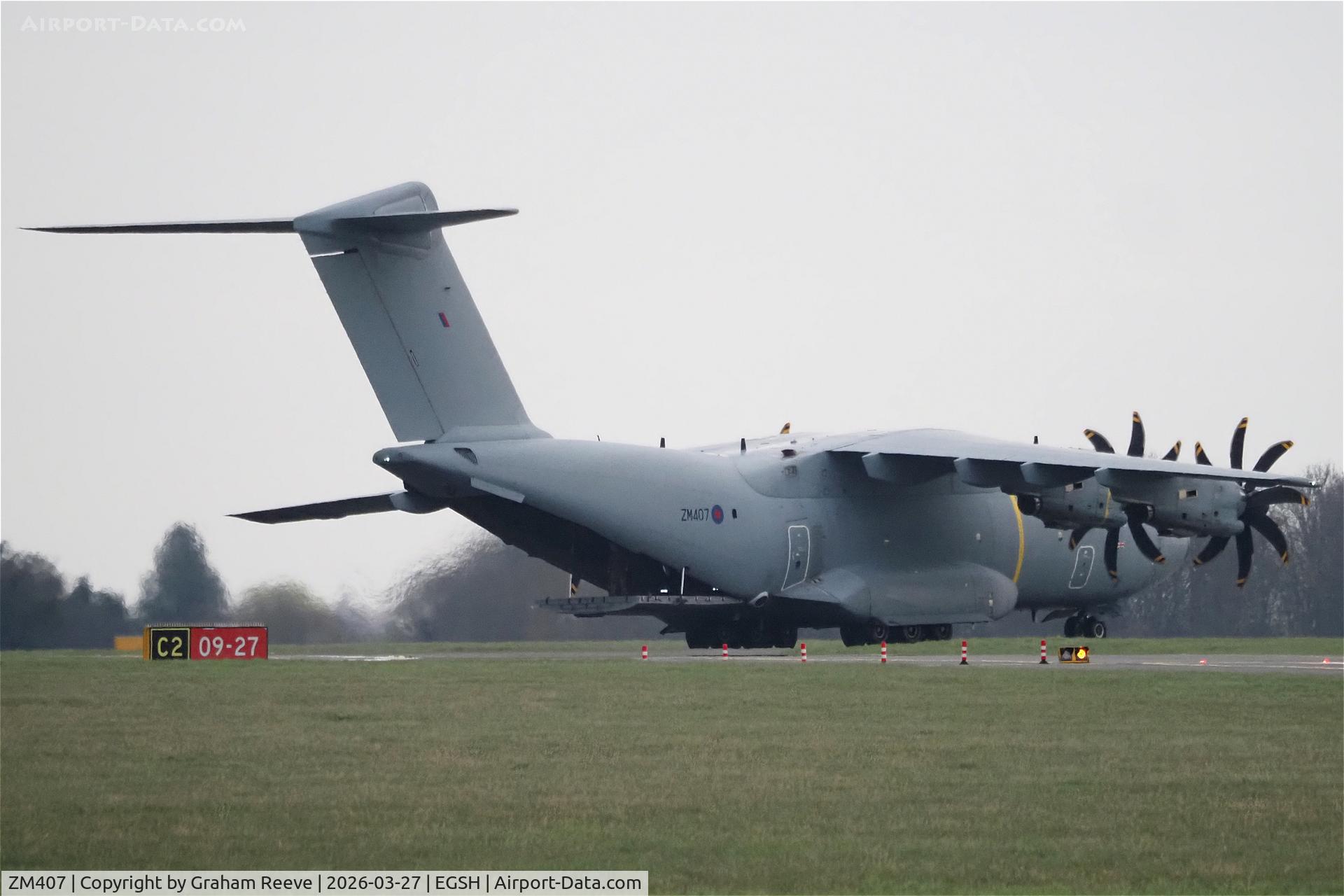 ZM407, 2015 Airbus A400M Atlas C.1 C/N 026, Reversing onto the taxi way.