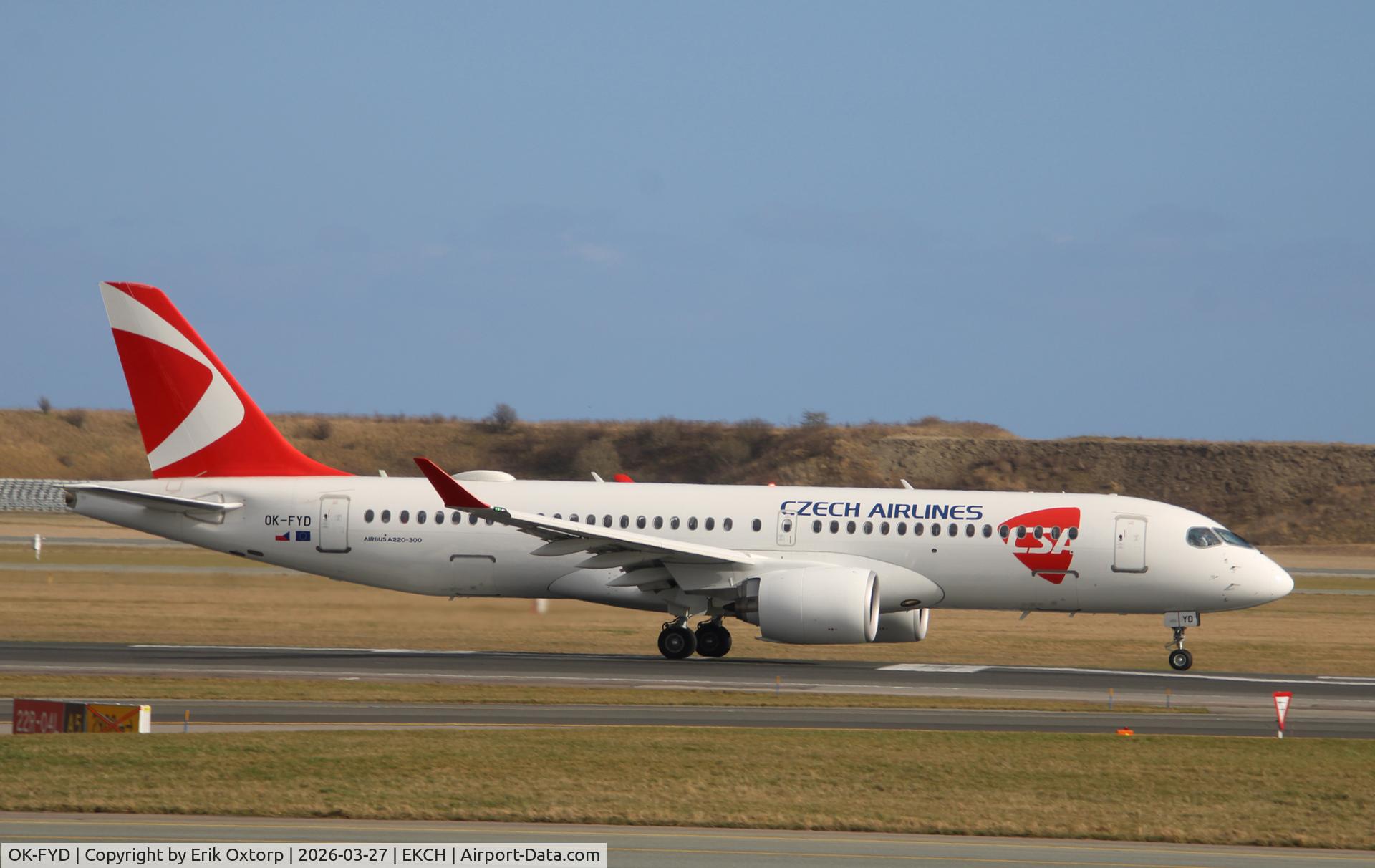 OK-FYD, 2025 Airbus A220-371 C/N 55368, OK-FYD taking off rw 22R