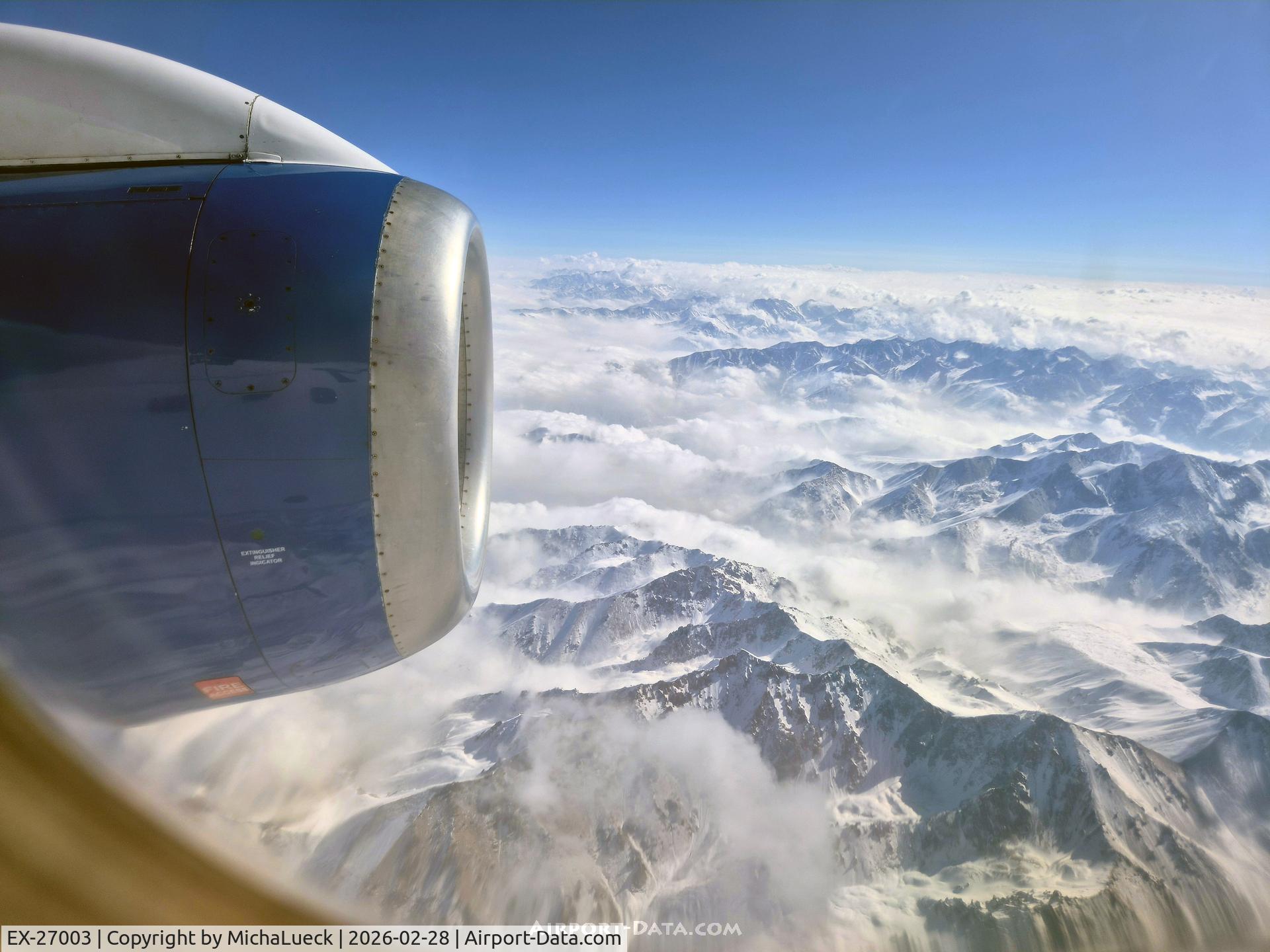 EX-27003, British Aerospace Avro RJ85 C/N E2296, The stunning Talas Ala-Too Mountains (BSZ-TAS)