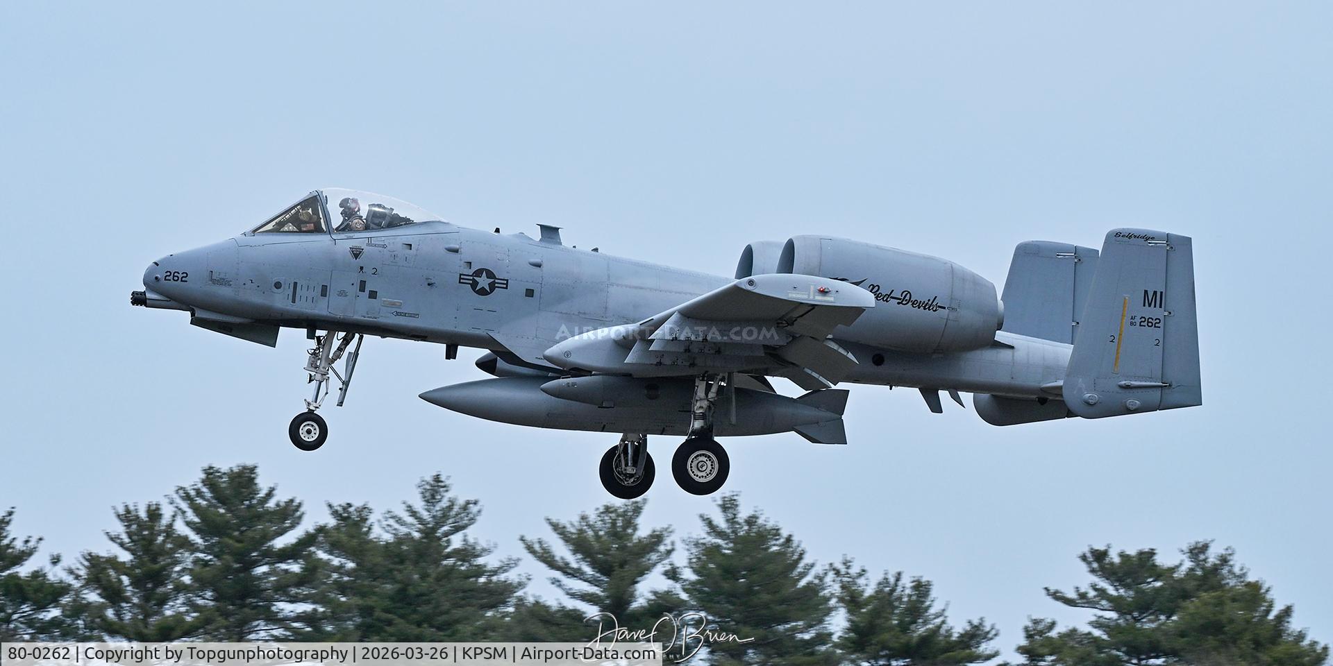 80-0262, 1980 Fairchild Republic A-10A Thunderbolt II C/N A10-0612, 107th FS	Selfridge ANG, MI