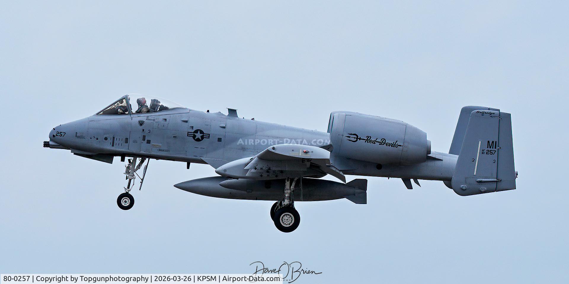 80-0257, 1980 Fairchild Republic A-10A Thunderbolt II C/N A10-0607, 107th FS	Selfridge ANG, MI