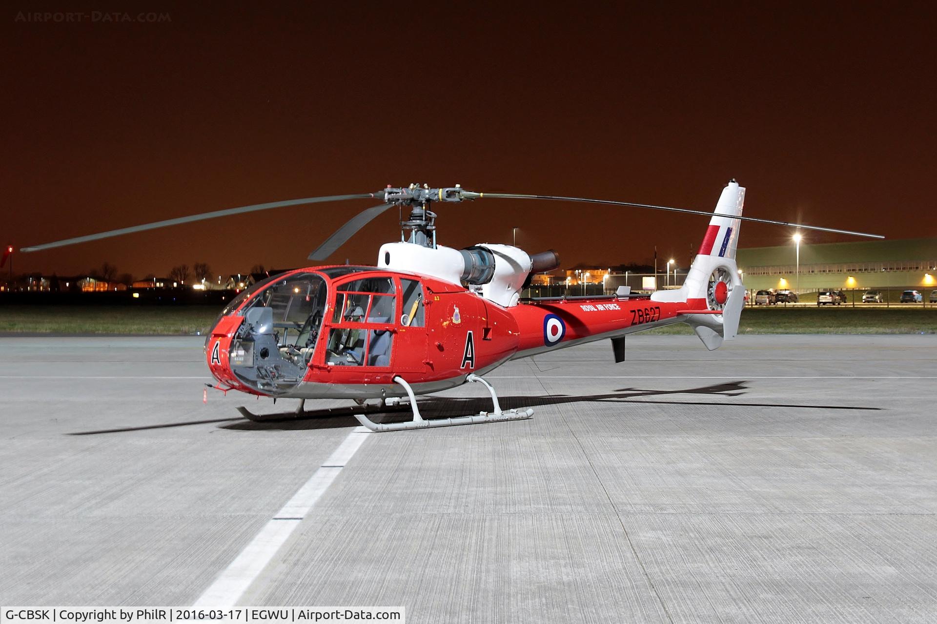 G-CBSK, 1982 Westland SA-341D Gazelle HT3 C/N WA1914, ZB627 (G-CBSK) 1982 Aerospatiale Gazelle HT3 RAF Northolt Nightshoot 
