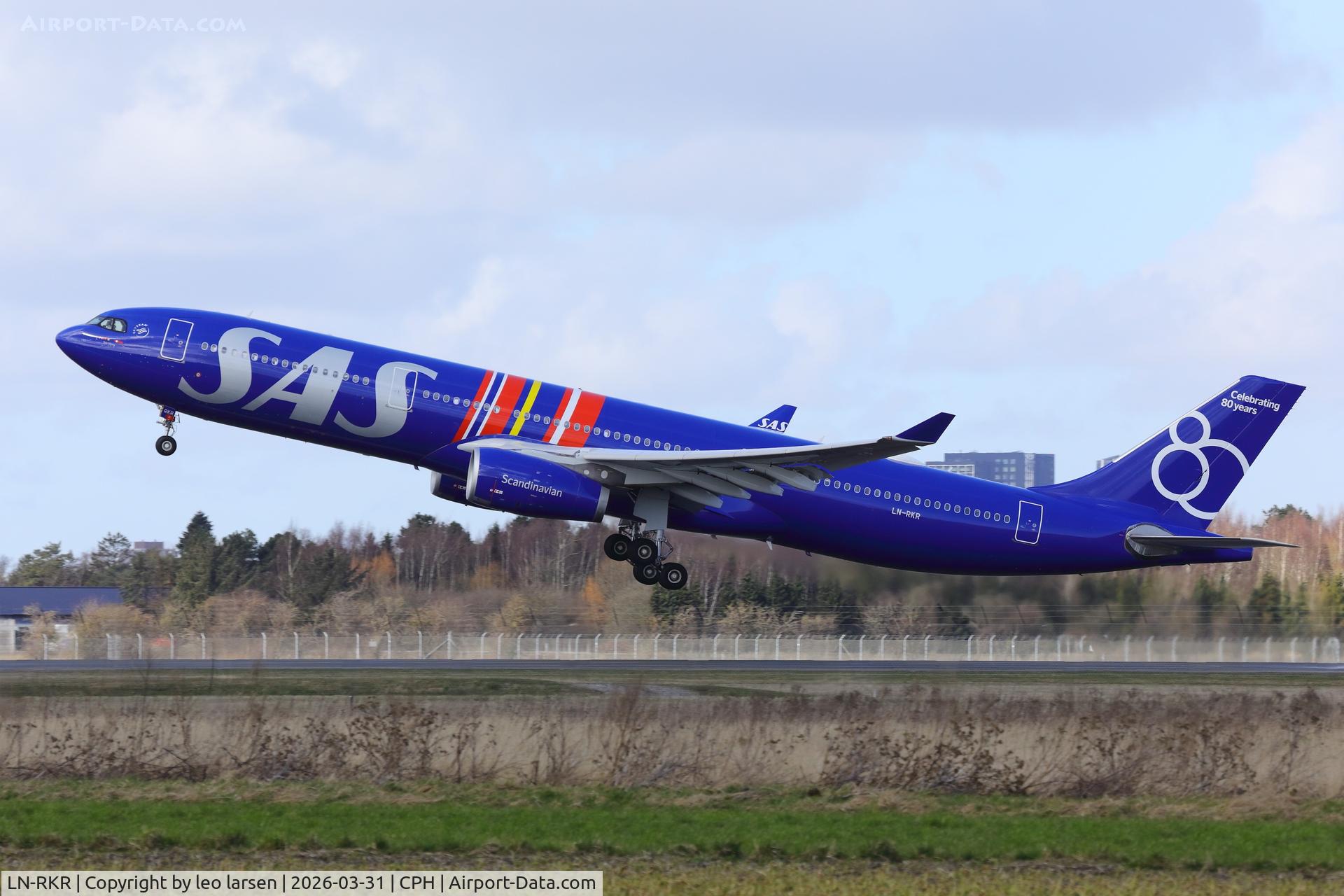 LN-RKR, 2015 Airbus A330-343E C/N 1660, Cph 31.3.2026 in SAS 80th anniversary color scheme