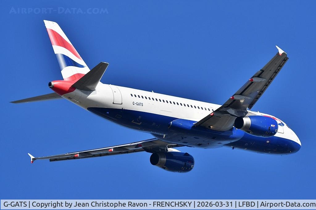 G-GATS, 2002 Airbus A320-214 C/N 1672, Bordeaux (BOD)	London (LGW)	BA2571