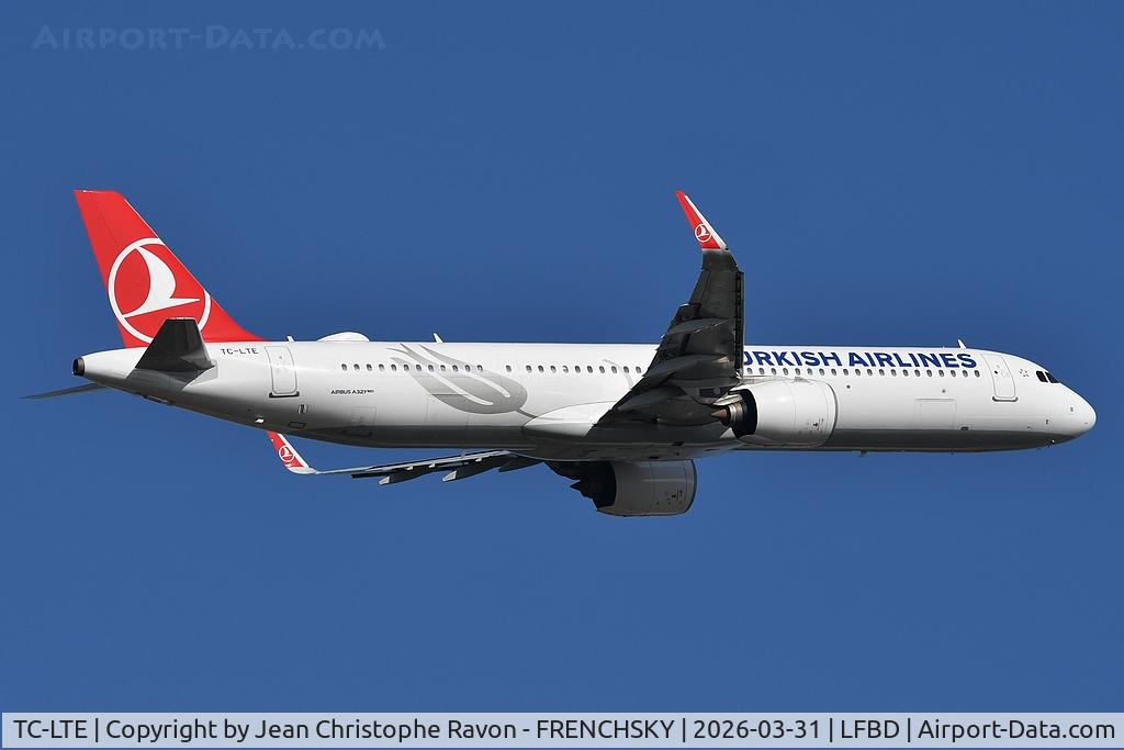 TC-LTE, 2021 Airbus A321-271NX C/N 10259, Bordeaux (BOD)	Istanbul (IST)	TK1390