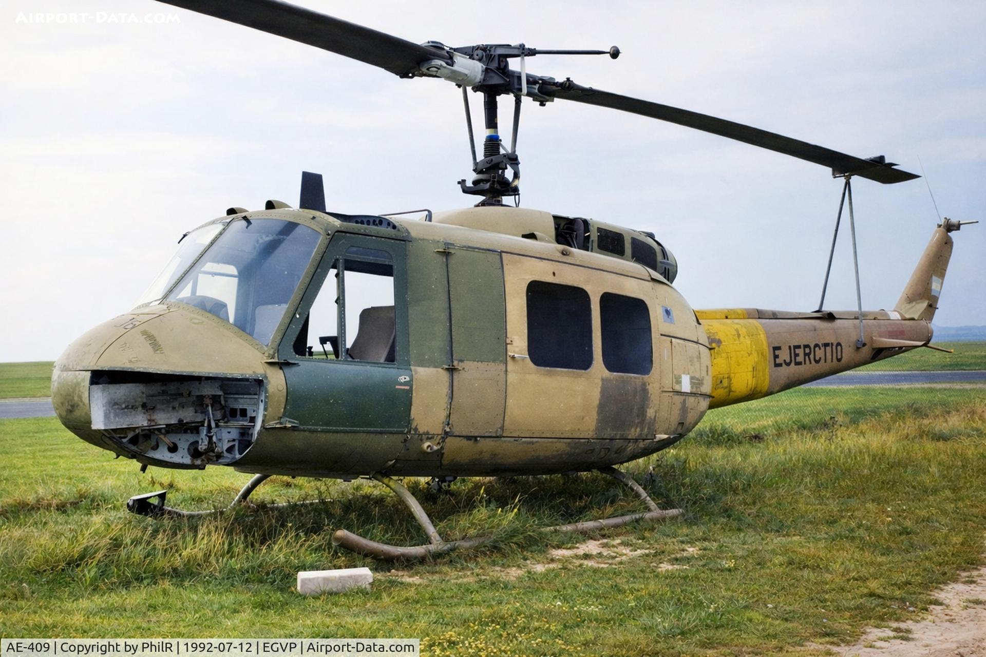 AE-409, 1972 Bell UH-1H Iroquois C/N 13205, AE-409 1972 Bell UH-1H Huey Argentine Army Middle Wallop 

