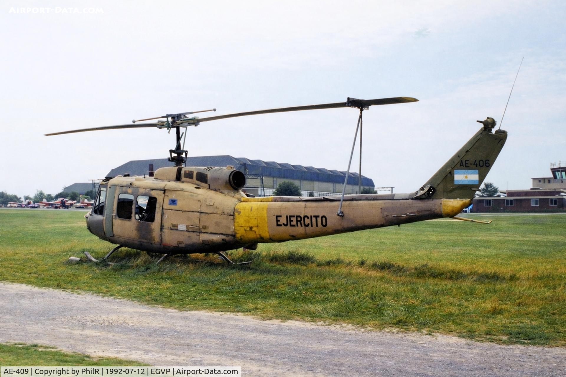 AE-409, 1972 Bell UH-1H Iroquois C/N 13205, AE-409 1972 Bell UH-1H Huey Argentine Army Middle Wallop 
