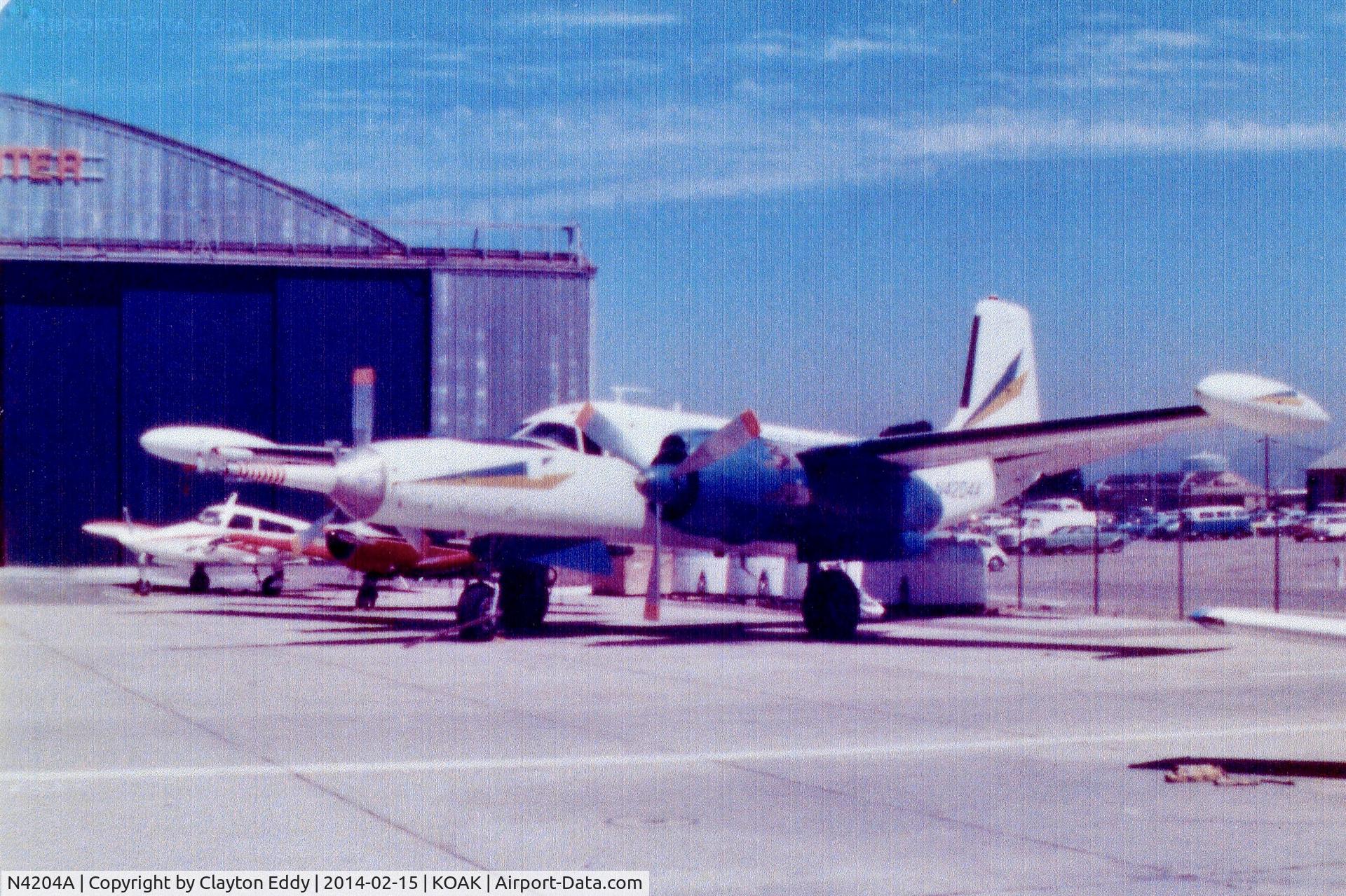 N4204A, Douglas B-26B C/N 44-35640, North Oakland airport in California 1970's