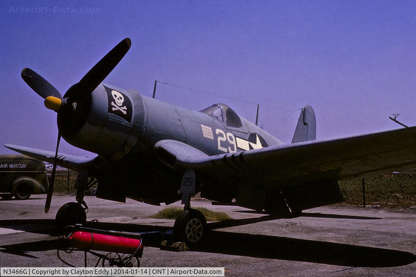 N3466G, 1945 Goodyear FG-1D Corsair C/N 3393, Ontario airport in California 1966?