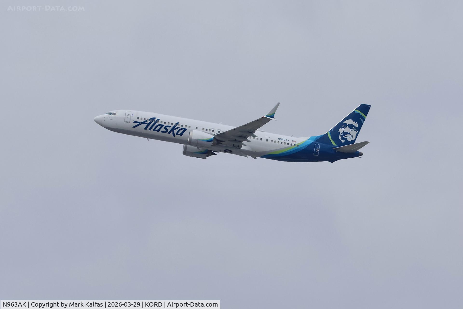N963AK, 2023 Boeing 737 MAX 9 C/N 7553, B39M Alaska Airlines Boeing 737 Max 9, N963AK departing 27L KORD