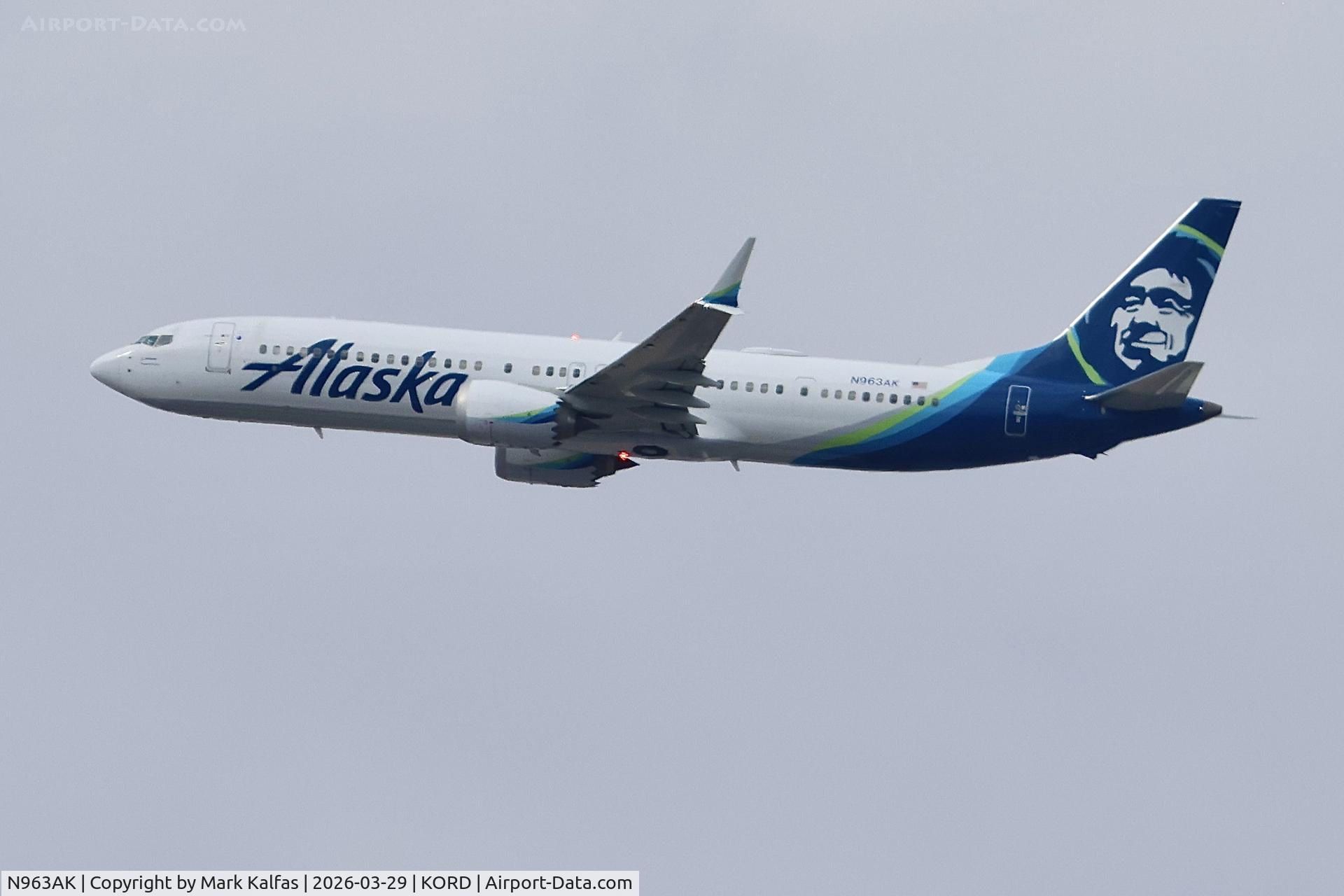 N963AK, 2023 Boeing 737 MAX 9 C/N 7553, B39M Alaska Airlines Boeing 737 Max 9, N963AK departing 27L KORD