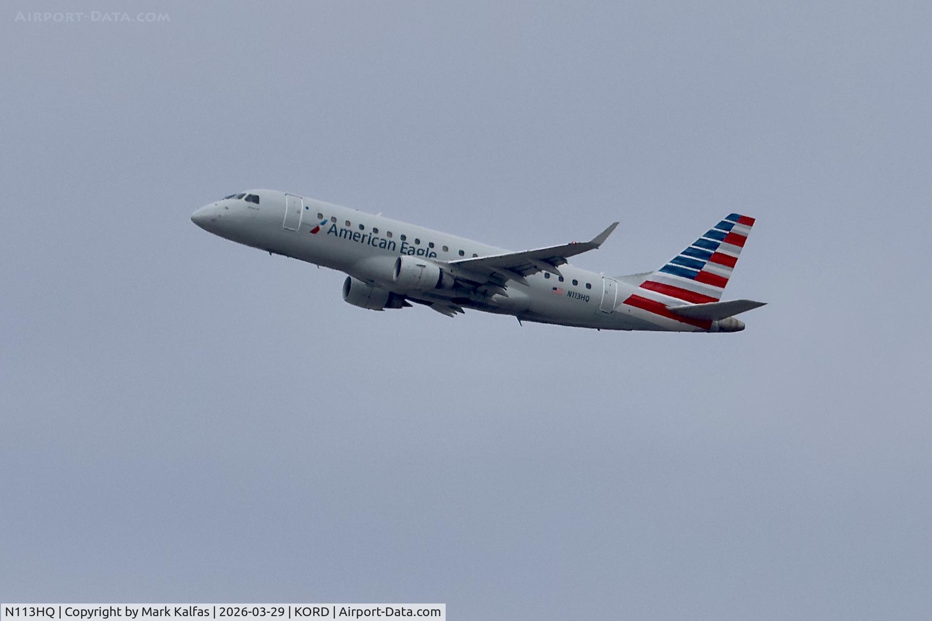 N113HQ, 2007 Embraer 175LR (ERJ-170-200LR) C/N 17000177, E175 Republic Airways / American Eagle Embraer 175LR N113HQ departing 27L KORD