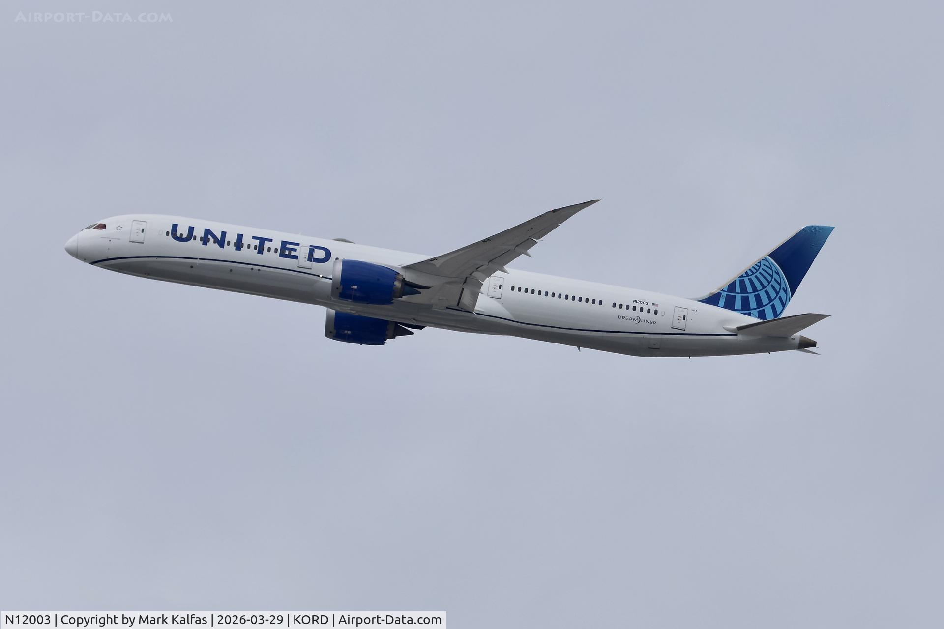N12003, 2018 Boeing 787-10 Dreamliner Dreamliner C/N 40935, B78X United Airlines Boeing 787-10 Dreamliner N12003 departing 27L KORD