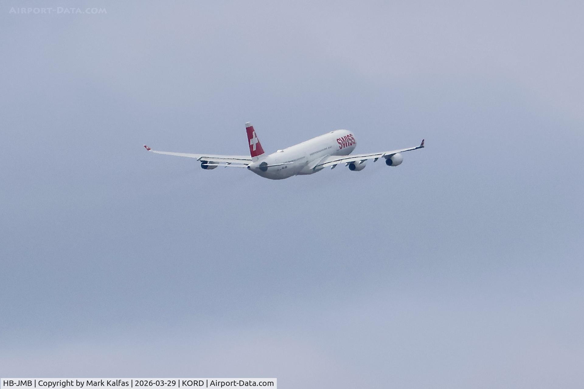 HB-JMB, 2003 Airbus A340-313 C/N 545, A343 Swiss A340-313, HB-JMB departing 27L KORD