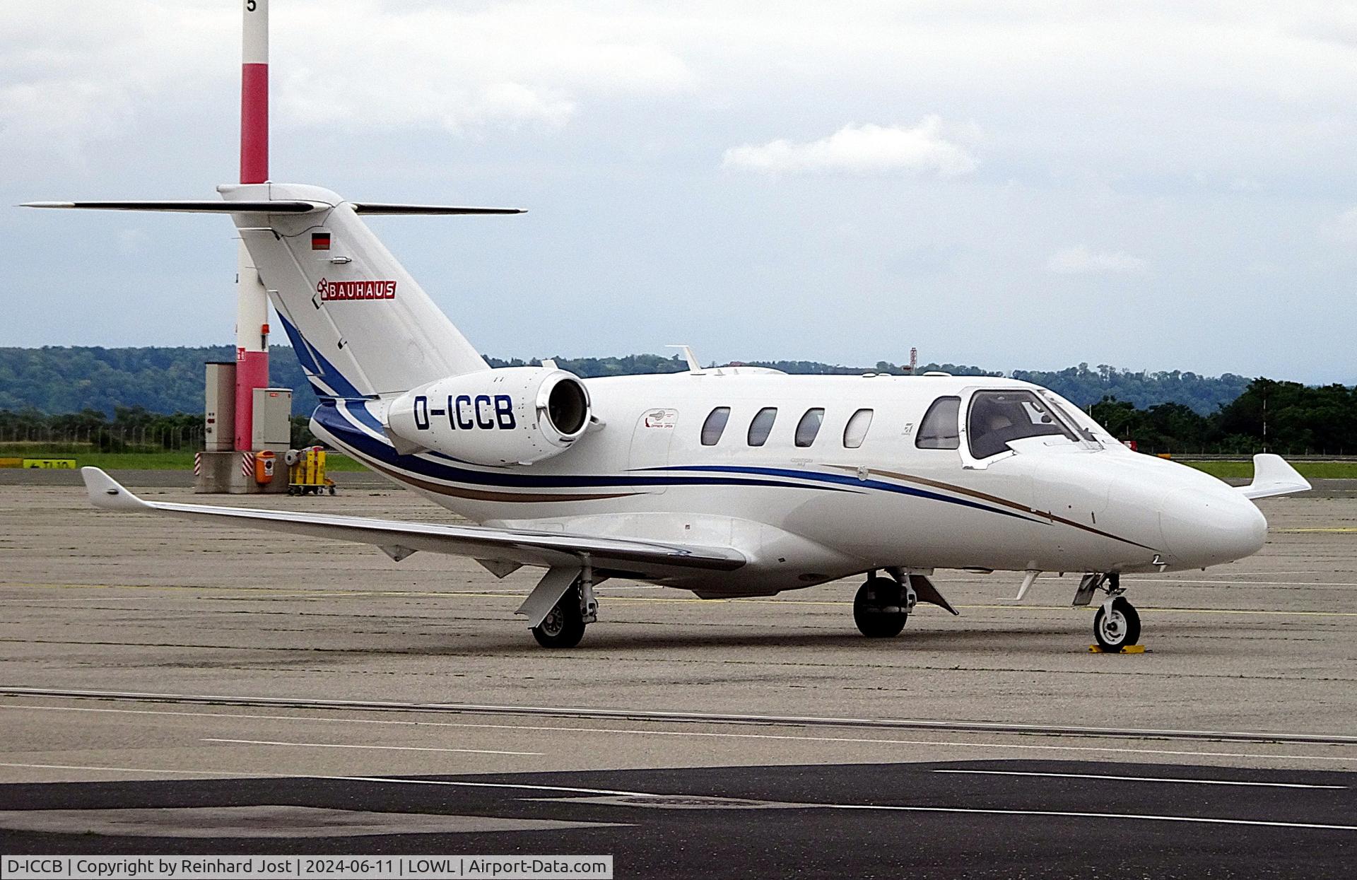 D-ICCB, 2017 Cessna 525 CitationJet M2 C/N 525-0946, With Bauhaus logo at Linz-Hoersching, Austria