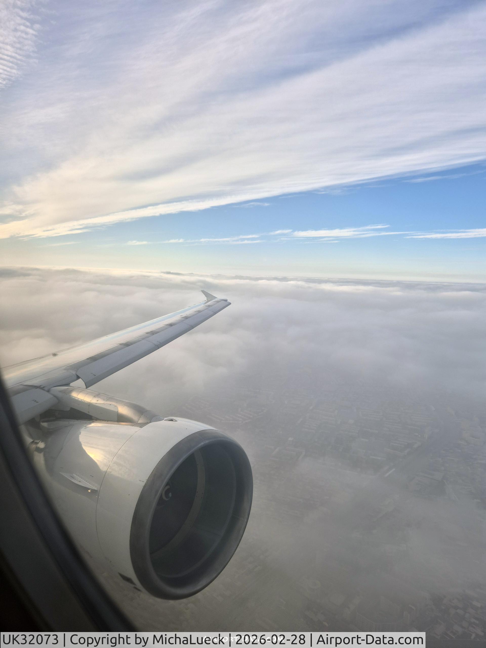 UK32073, 2006 Airbus 320-214 C/N 2665, Between cloud layers (TAS-NCU)