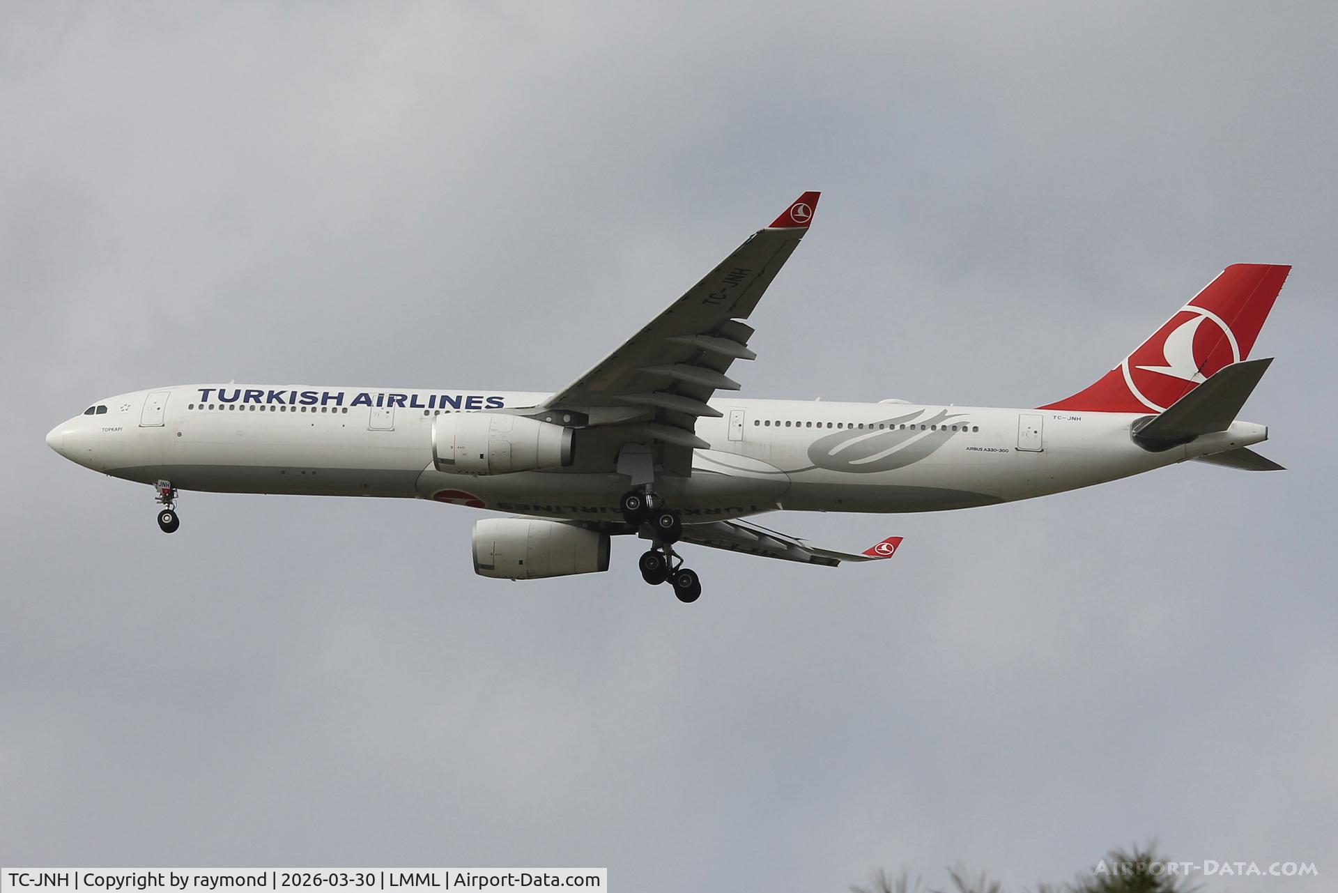 TC-JNH, 2010 Airbus A330-343X C/N 1150, Airbus A330-343X reg TC-JNH of Turkish Airlines on short finals for RW13 landing in Malta.