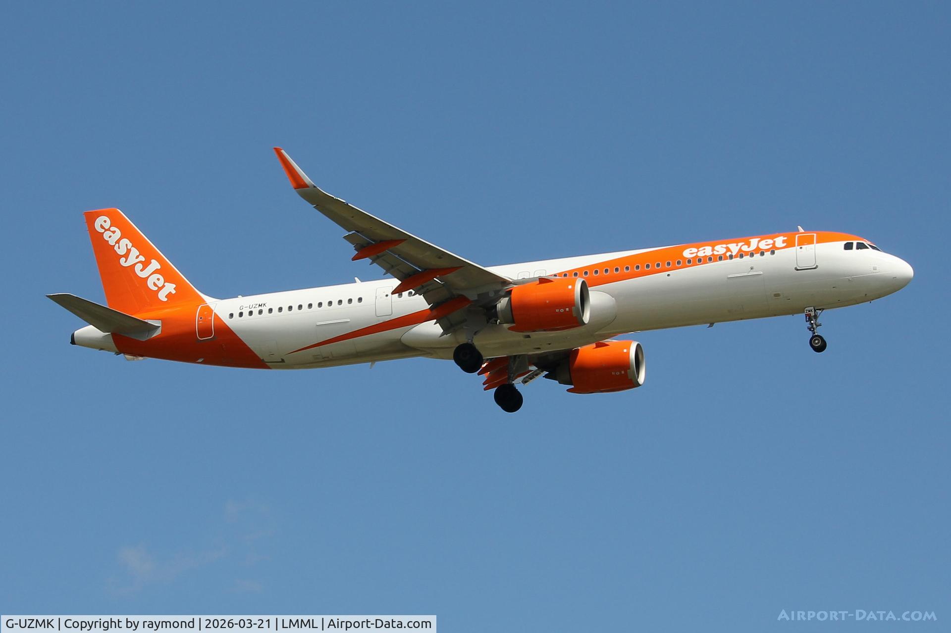 G-UZMK, 2024 Airbus A320-251N C/N 12163, Easyjet Airbus A321-251NX reg G-UZMK approaching RW13 Malta.