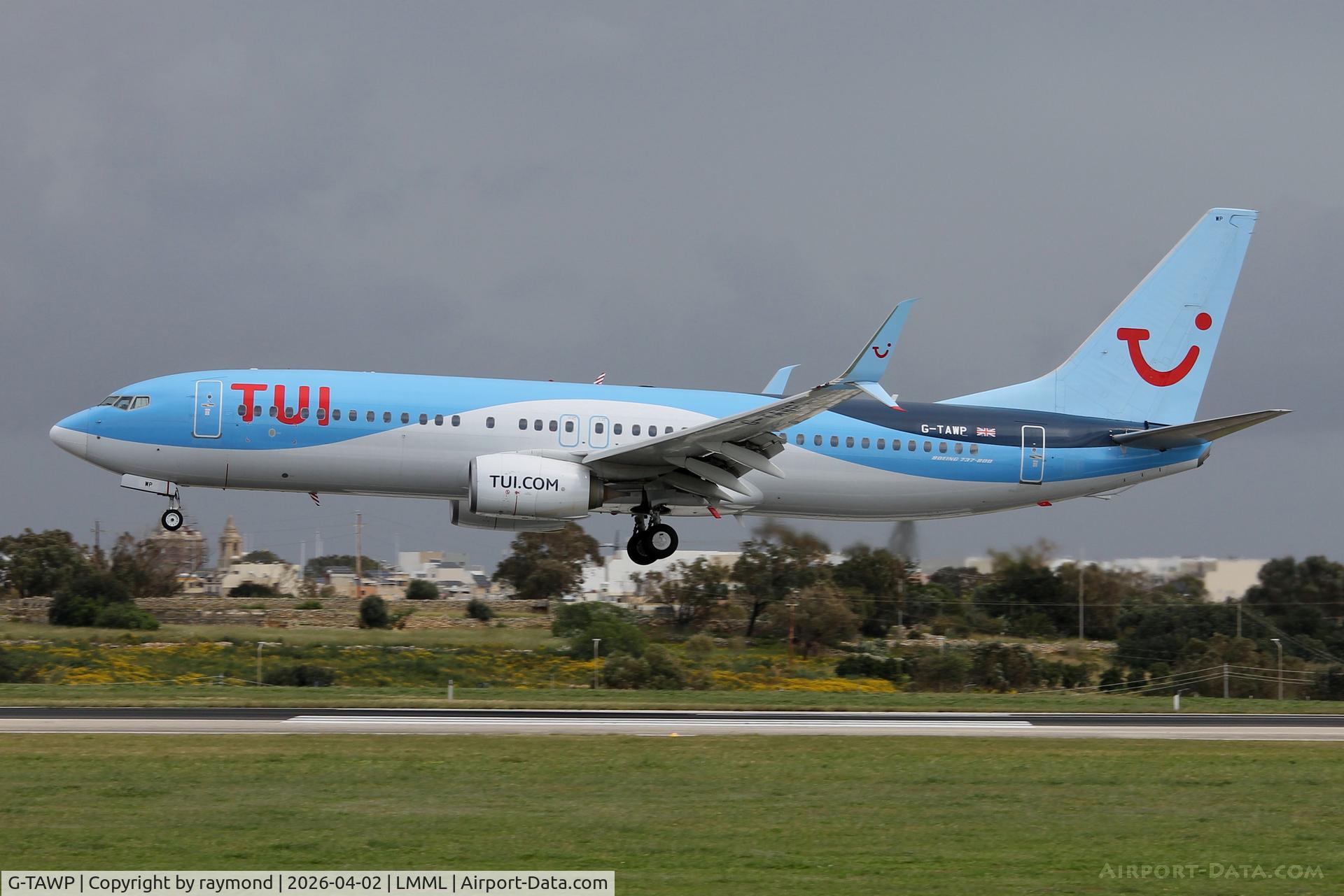 G-TAWP, 2013 Boeing 737-8K5 C/N 37257, Boeing 737-8K5 reg G-TAWP of TUI Fly landing in Malta RW31.